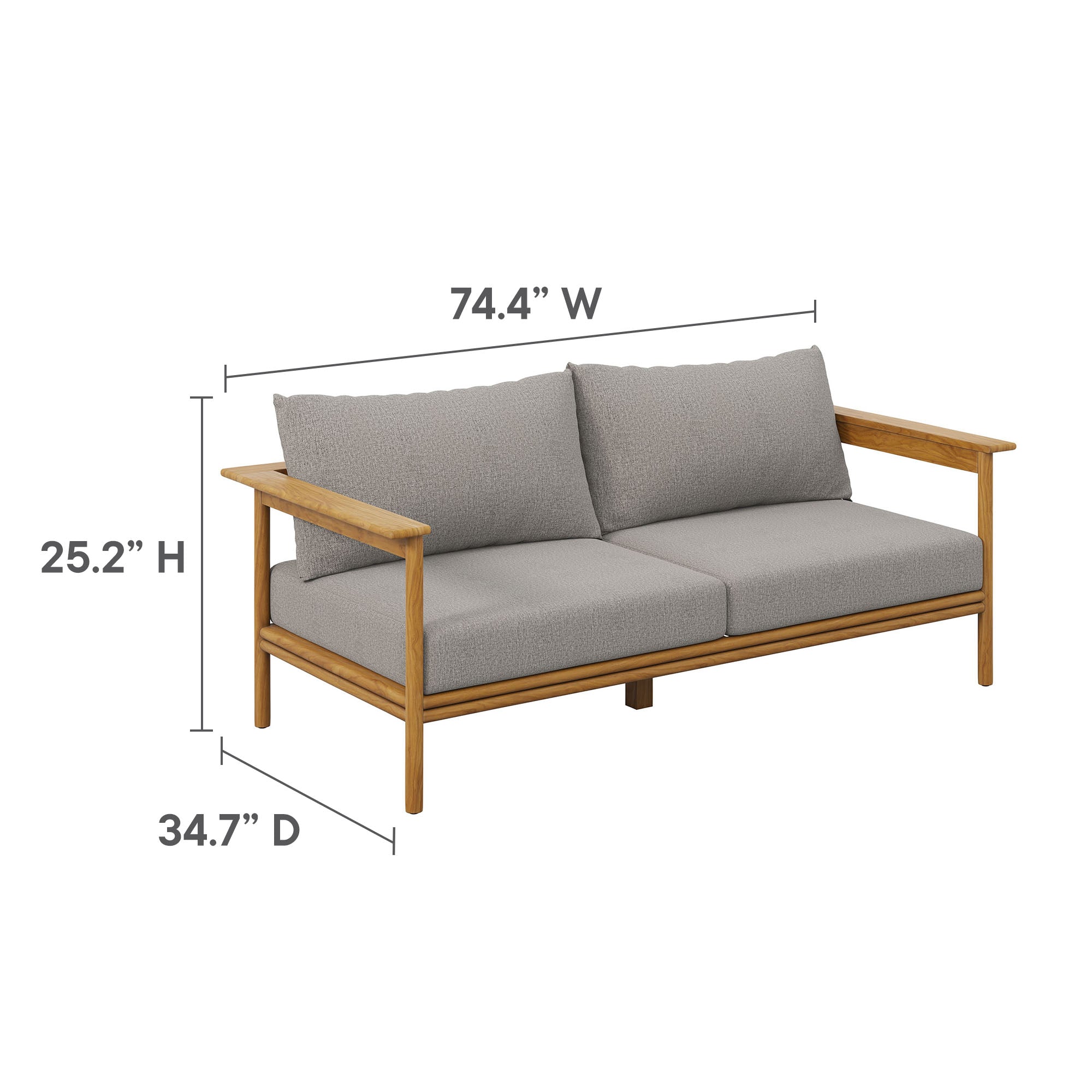 Modway Wren 2-Piece Outdoor Patio Teak Wood Sofa and Ottoman Set