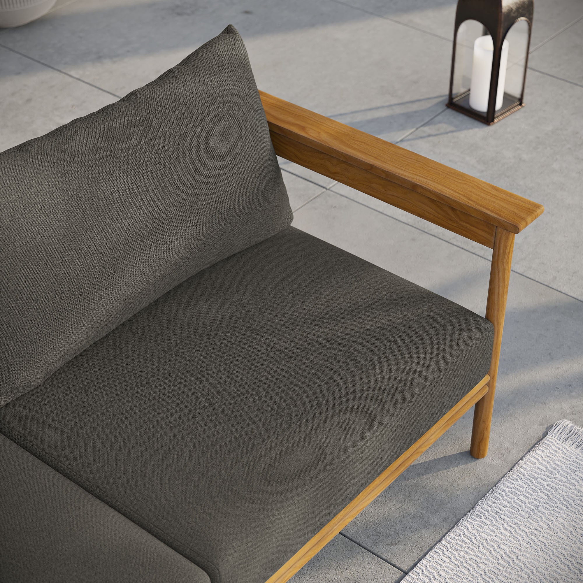 Modway Wren Outdoor Patio Teak Wood Sofa
