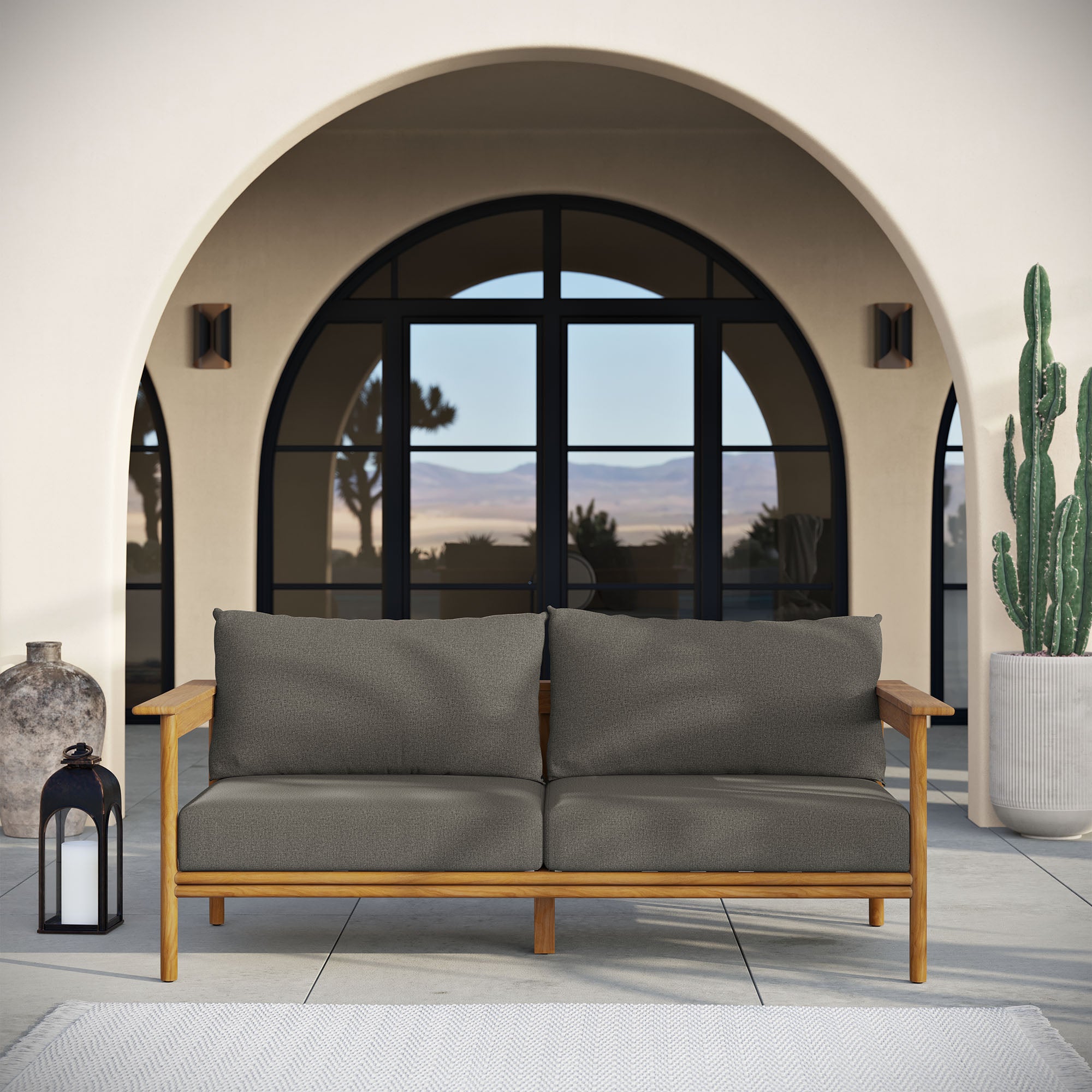 Modway Wren Outdoor Patio Teak Wood Sofa