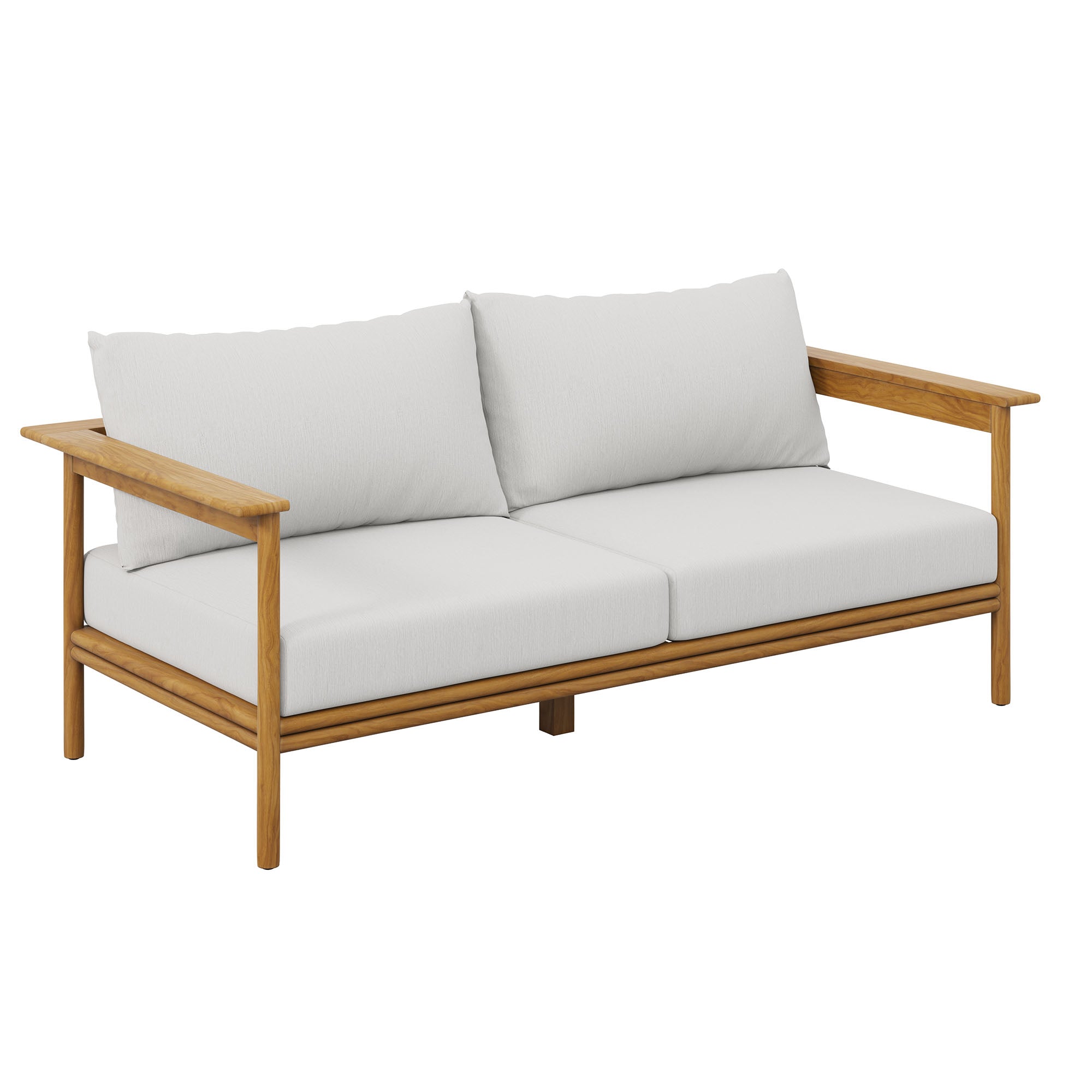 Modway Wren 2-Piece Outdoor Patio Teak Wood Sofa and Ottoman Set