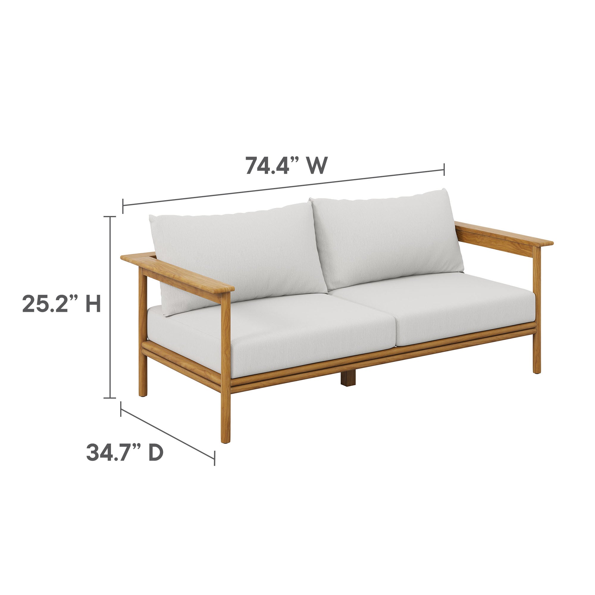 Modway Wren Outdoor Patio Teak Wood Sofa