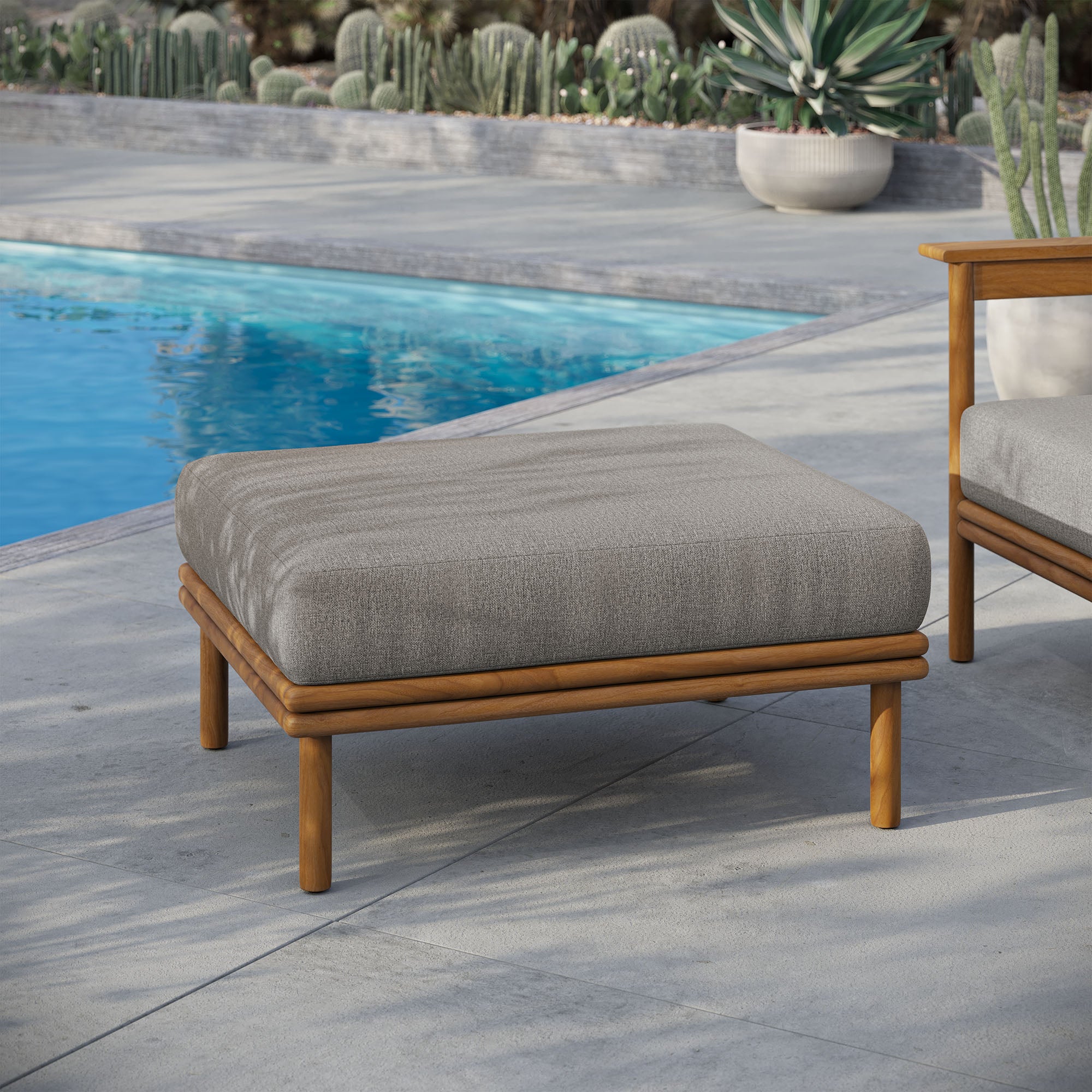Modway Wren Outdoor Patio Teak Wood Ottoman