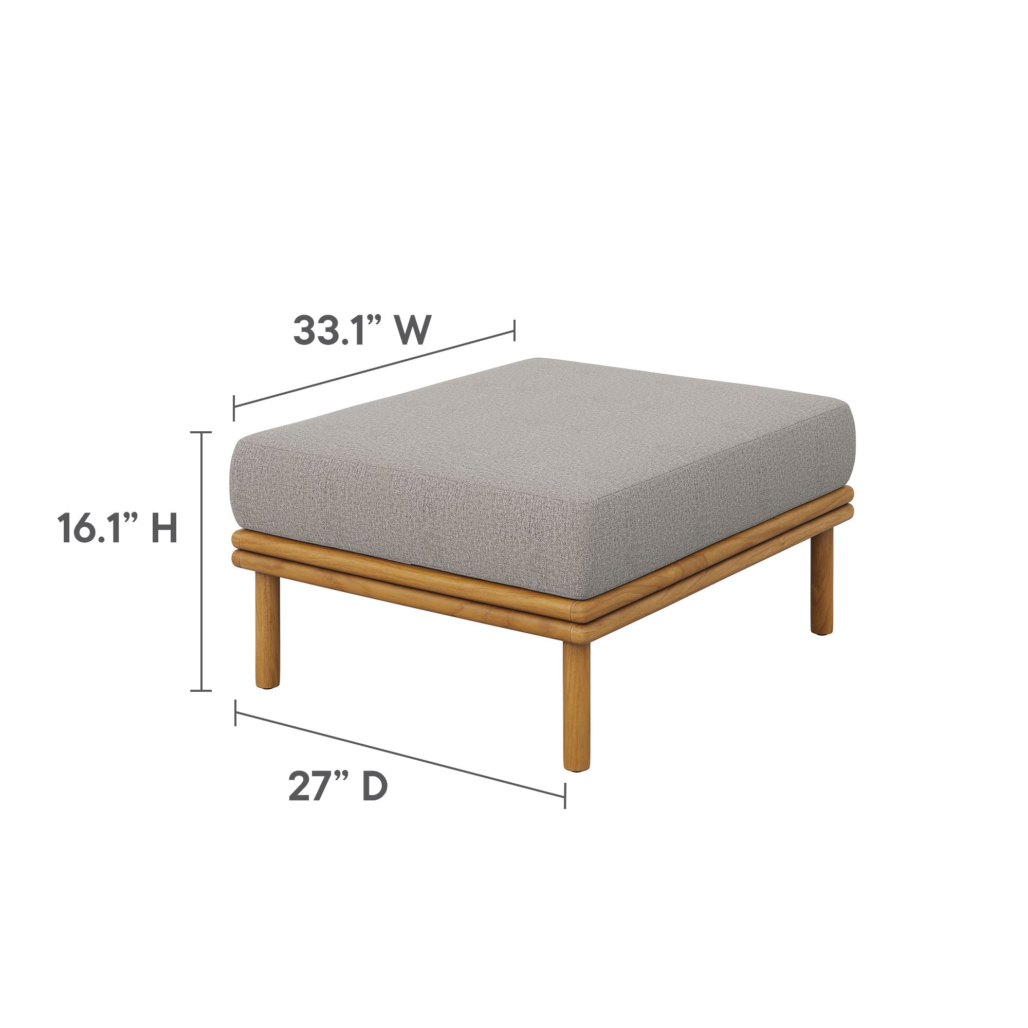 Modway Wren Outdoor Patio Teak Wood Armchair and Ottoman Set