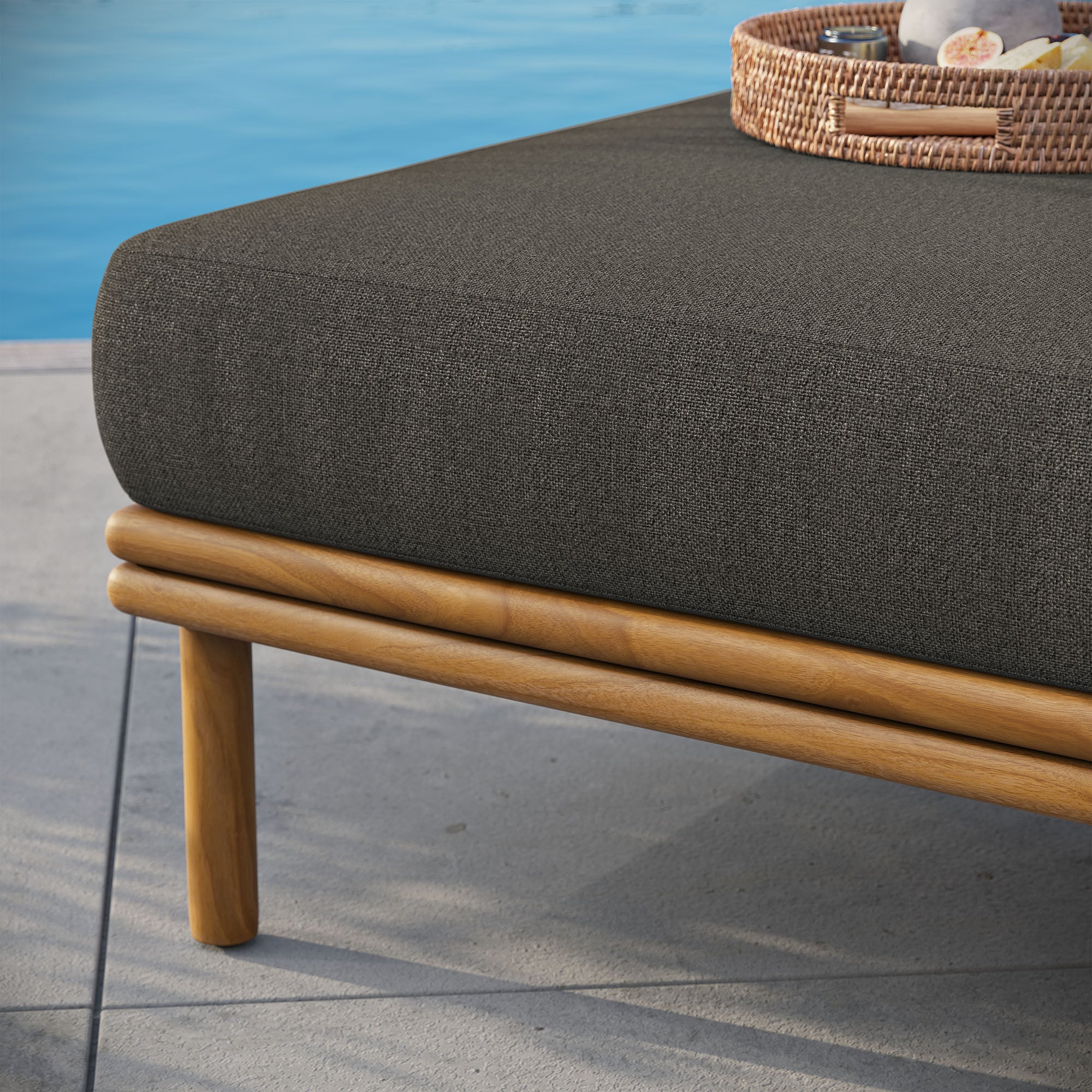 Modway Wren Outdoor Patio Teak Wood Ottoman