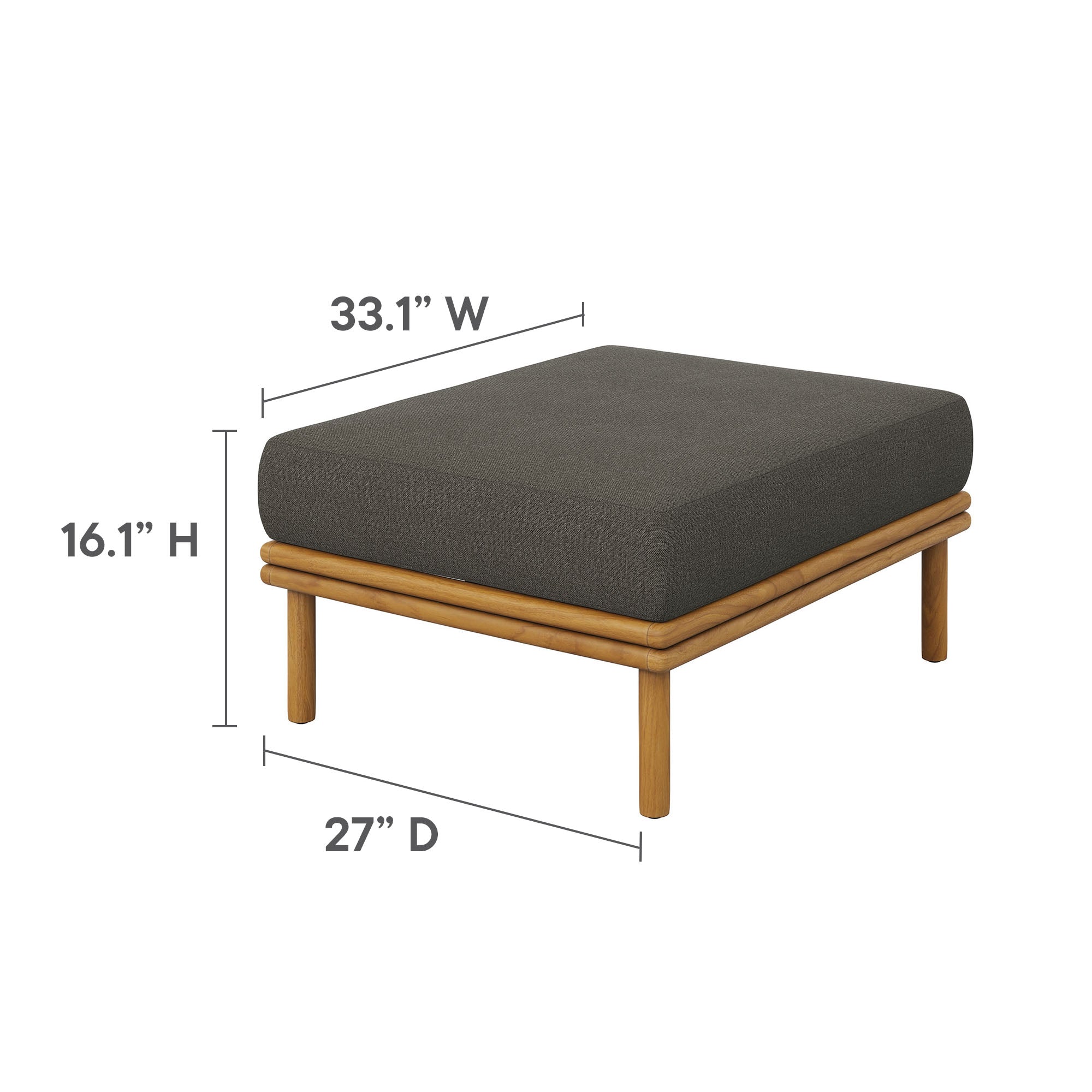 Modway Wren Outdoor Patio Teak Wood Armchair and Ottoman Set