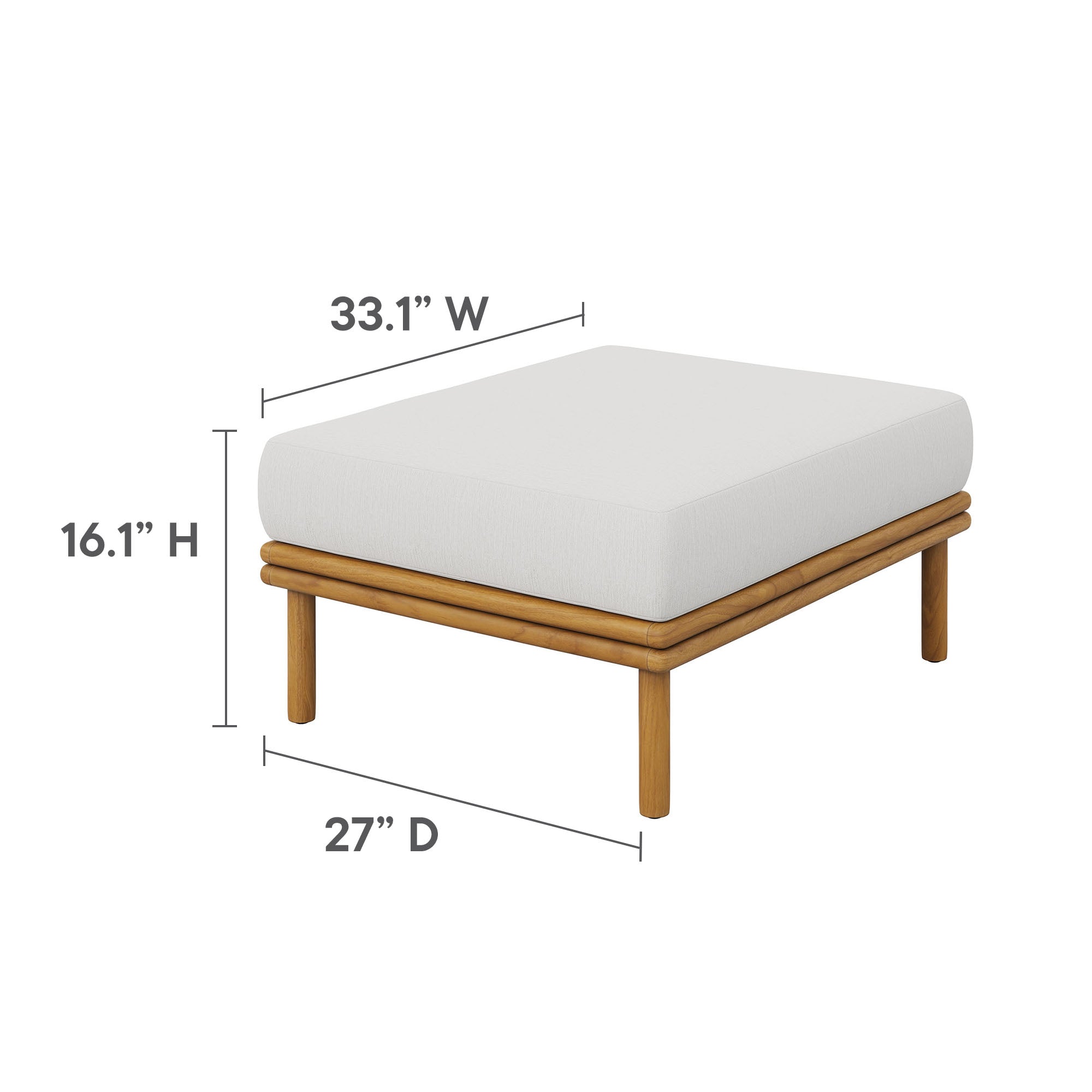 Modway Wren Outdoor Patio Teak Wood Armchair and Ottoman Set