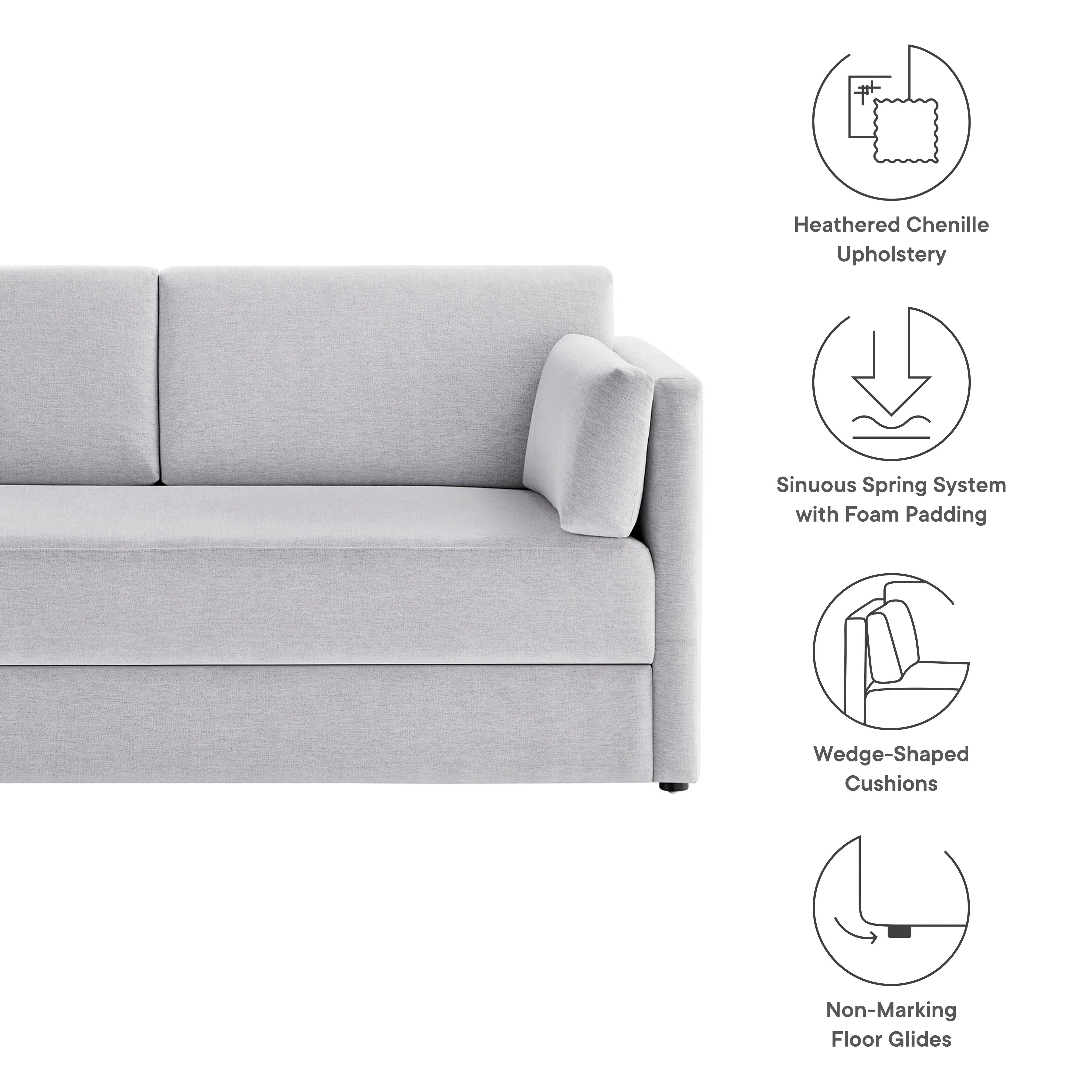 Modway Linden Upholstered Heathered Chenille Sofa