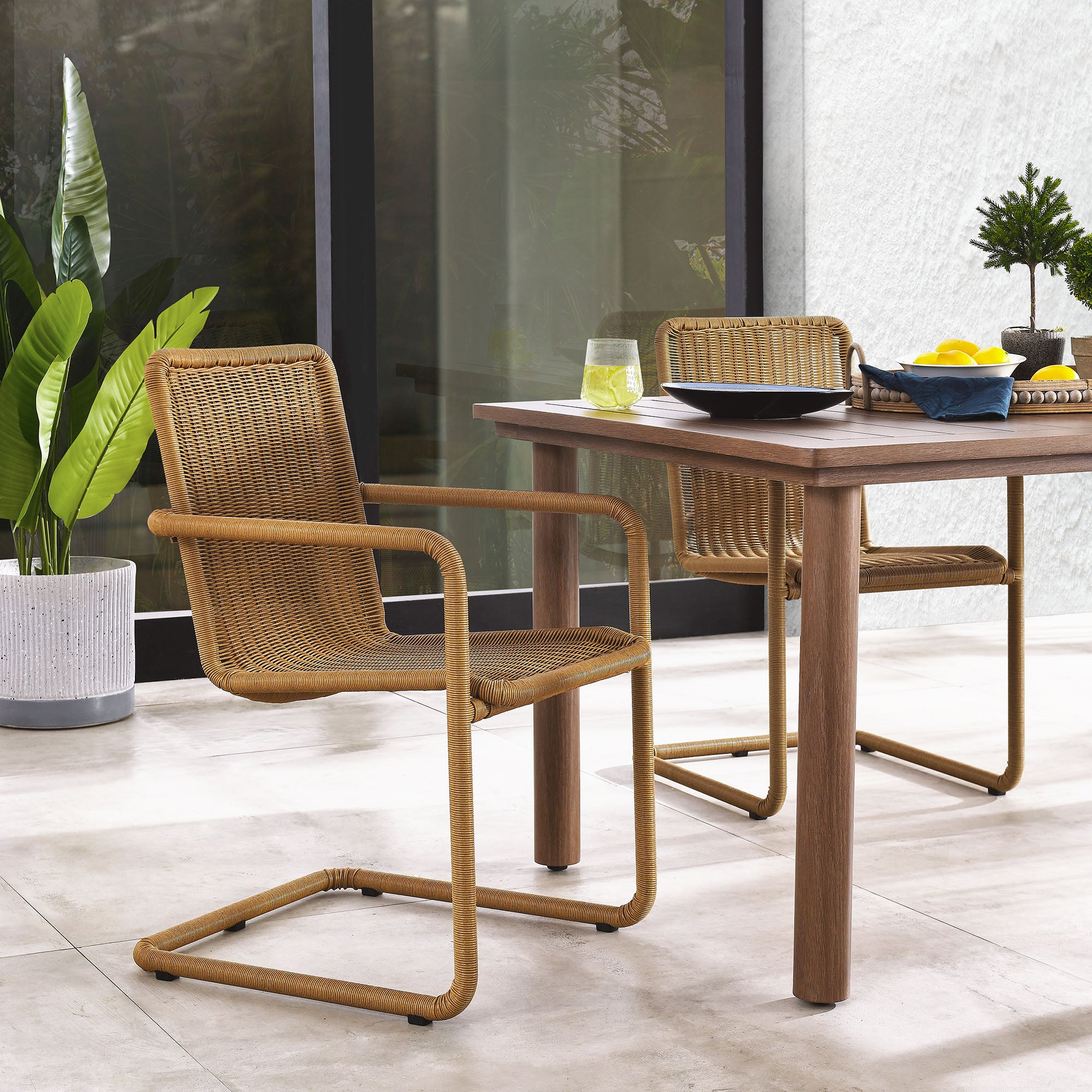 Modway Abacus Outdoor Patio Wicker Dining Chairs Set of 2