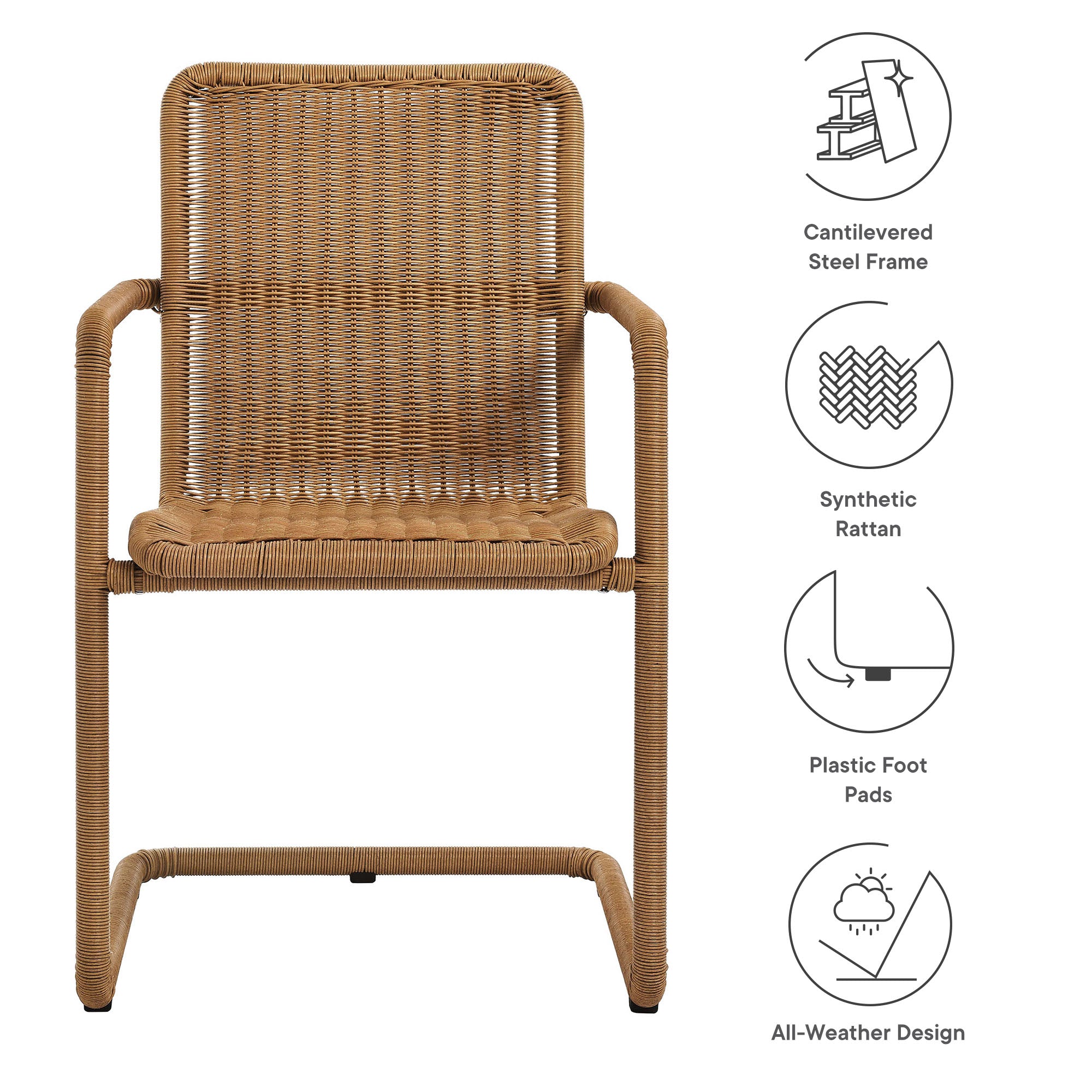 Modway Abacus Outdoor Patio Wicker Dining Chairs Set of 2