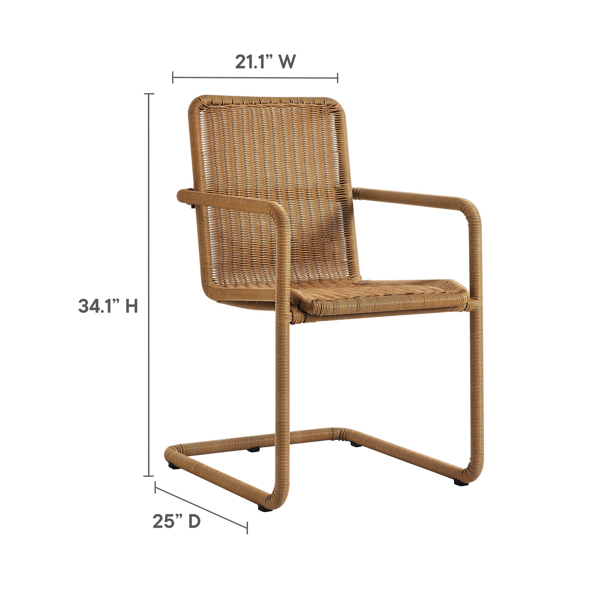 Modway Abacus Outdoor Patio Wicker Dining Chairs Set of 2