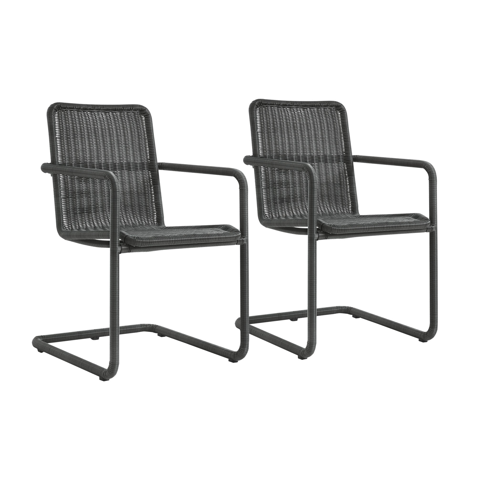 Modway Abacus 7-Piece Rectangular Outdoor Patio Aluminum Dining Table Set with Rattan Armchairs