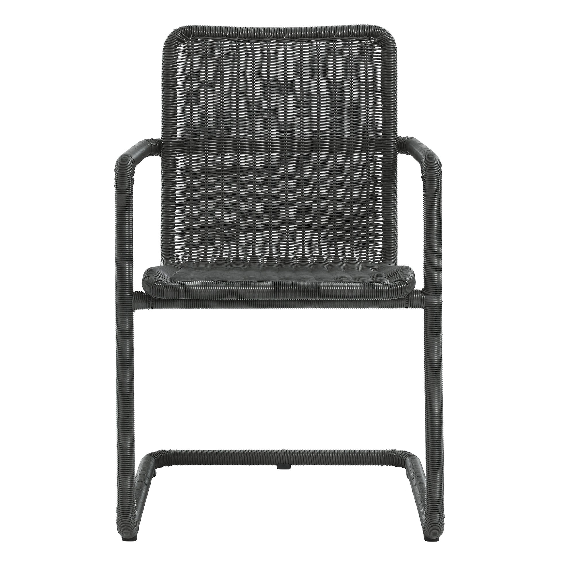 Modway Abacus 7-Piece Rectangular Outdoor Patio Aluminum Dining Table Set with Rattan Armchairs