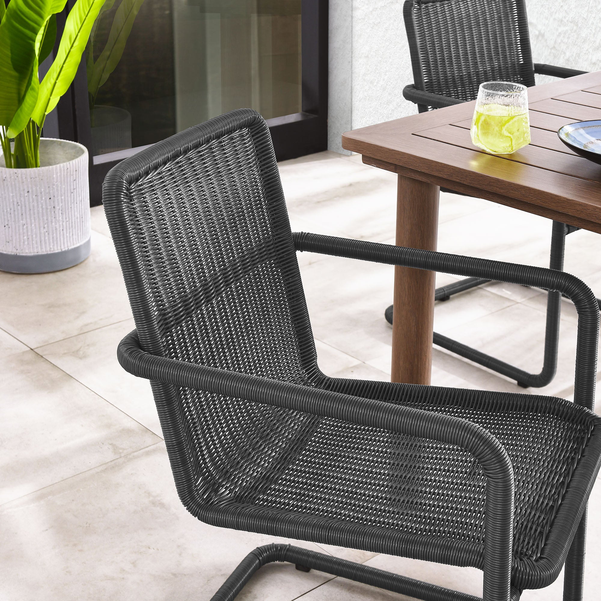 Modway Abacus Outdoor Patio Wicker Dining Chairs Set of 2