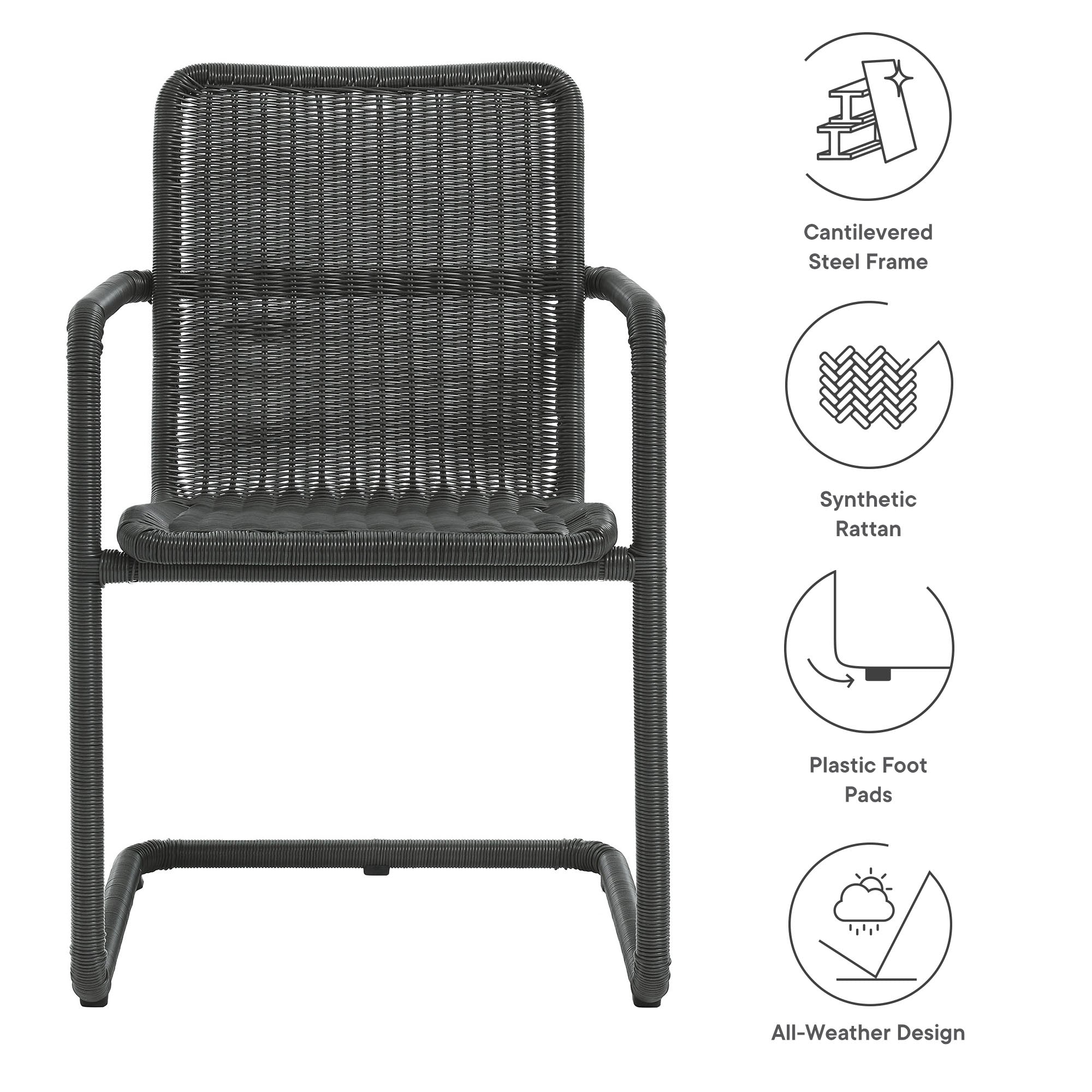 Modway Abacus Outdoor Patio Wicker Dining Chairs Set of 2