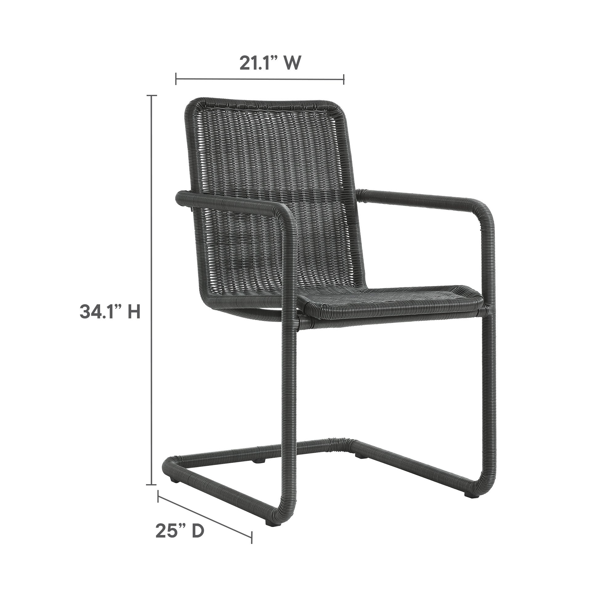 Modway Abacus Outdoor Patio Wicker Dining Chairs Set of 2