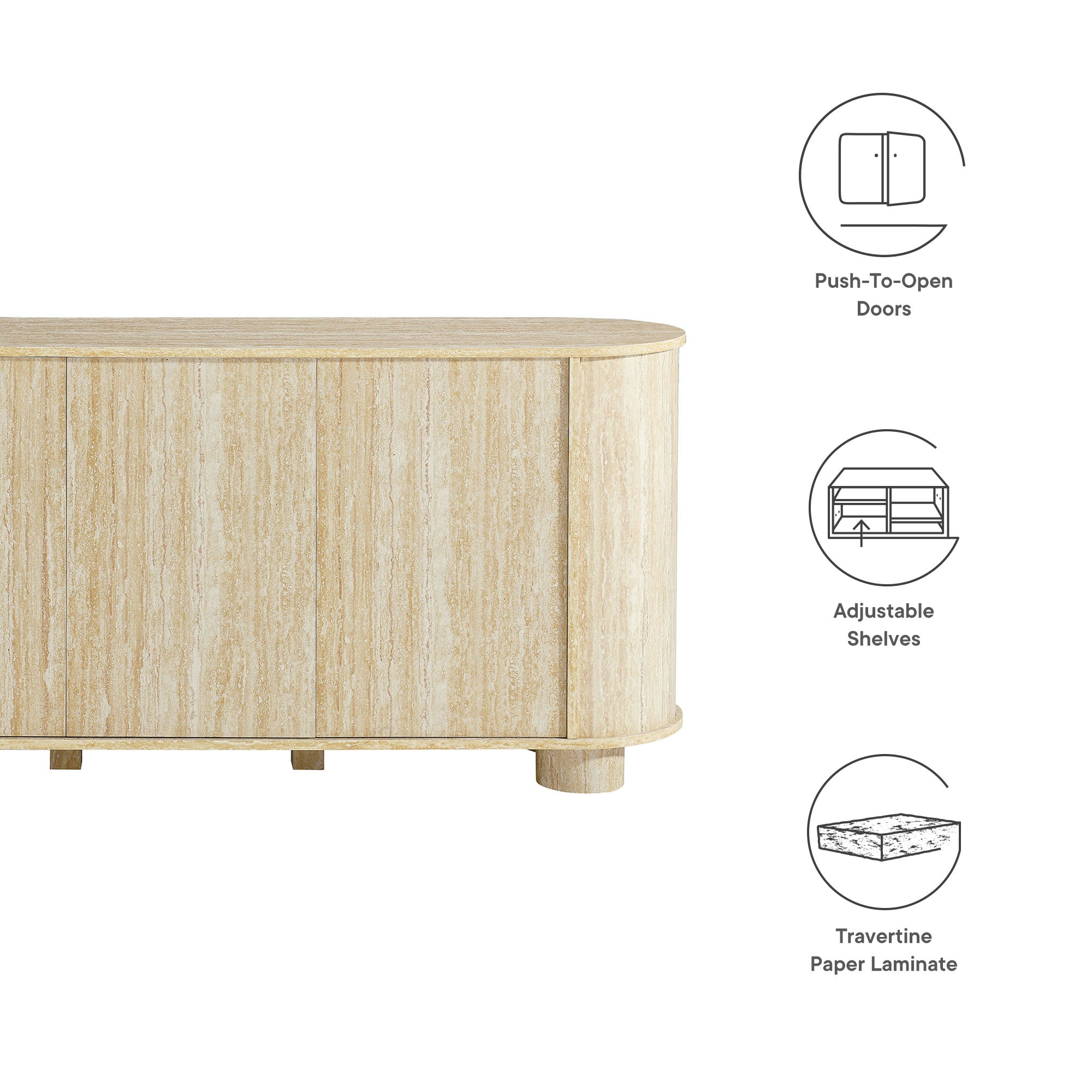 Modway Overture 63” Oval Faux Travertine Sideboard