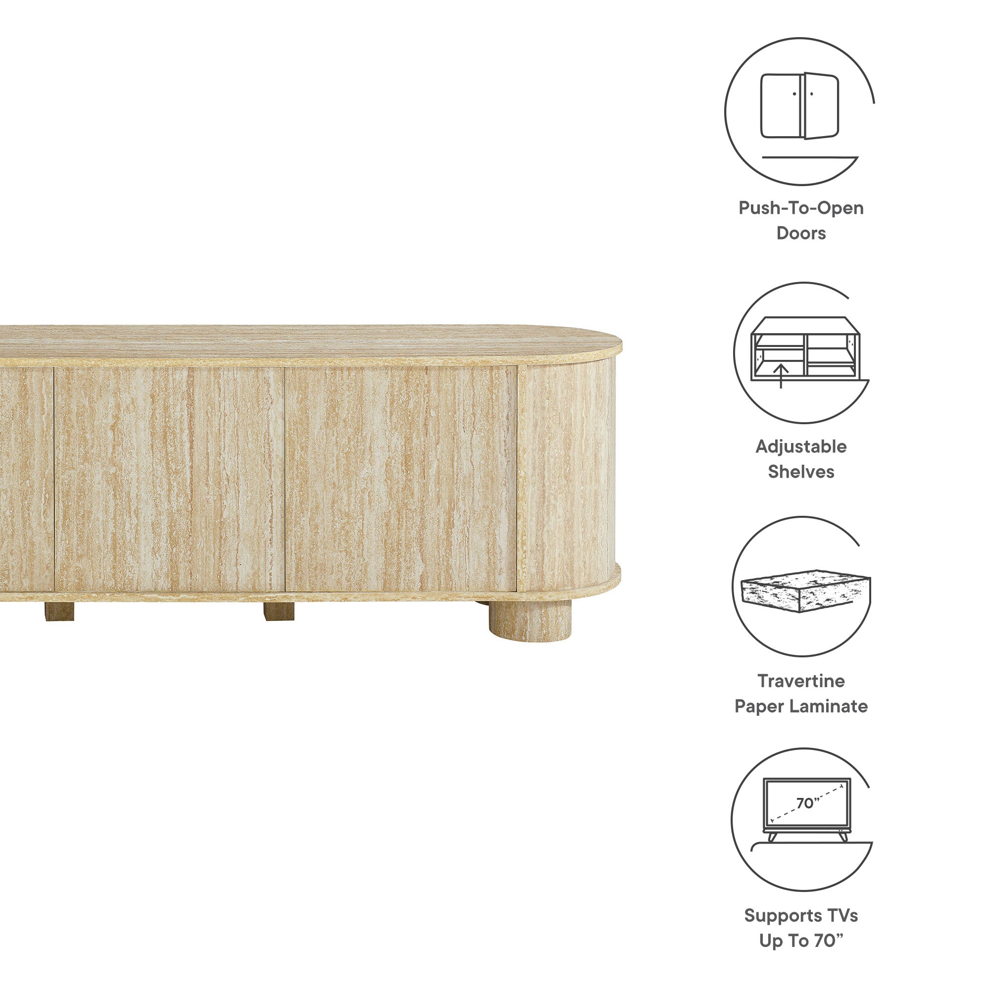 Modway Overture 63” Oval Faux Travertine TV Stand