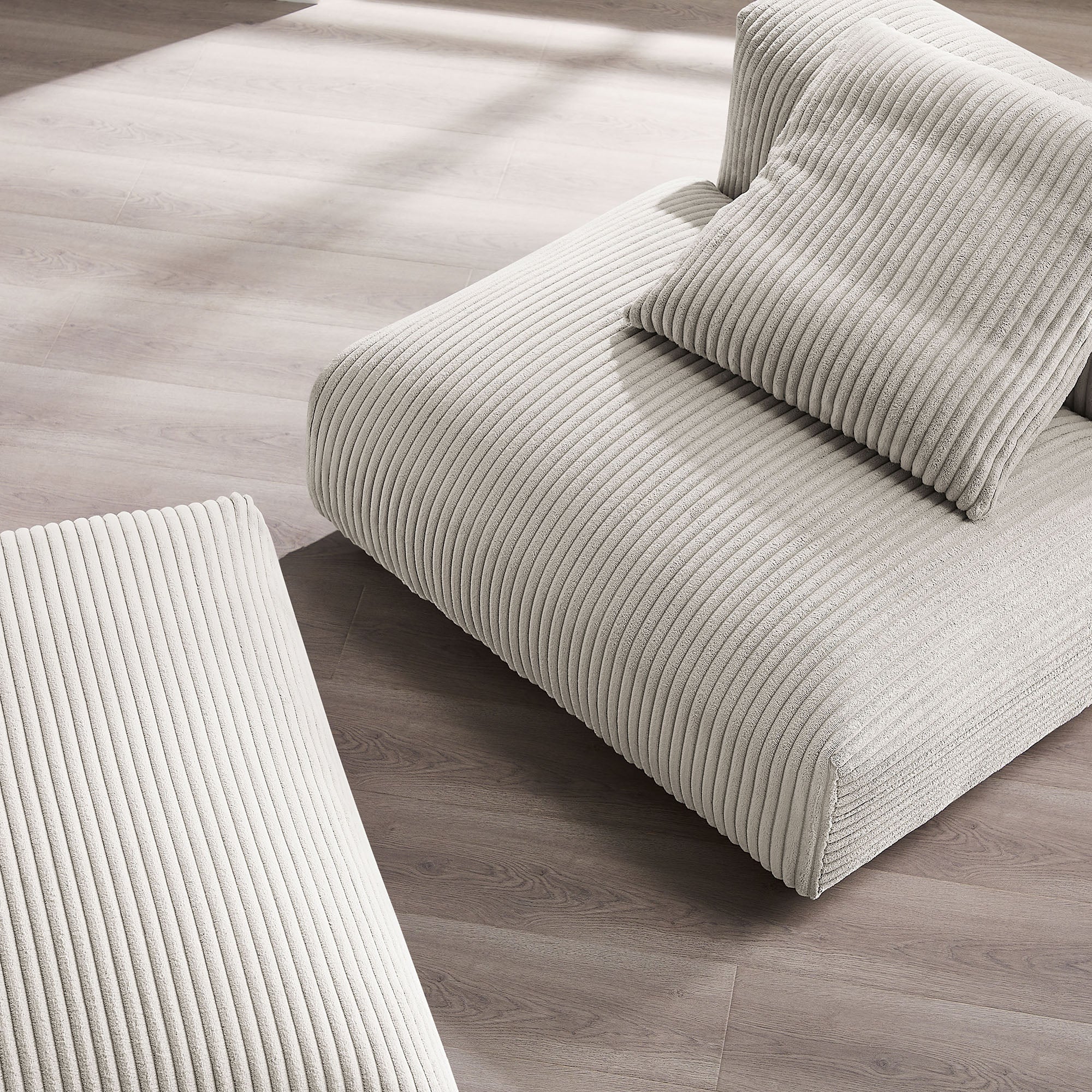 Modway Solace Modular Corduroy Upholstered Armless Chair and Ottoman Set