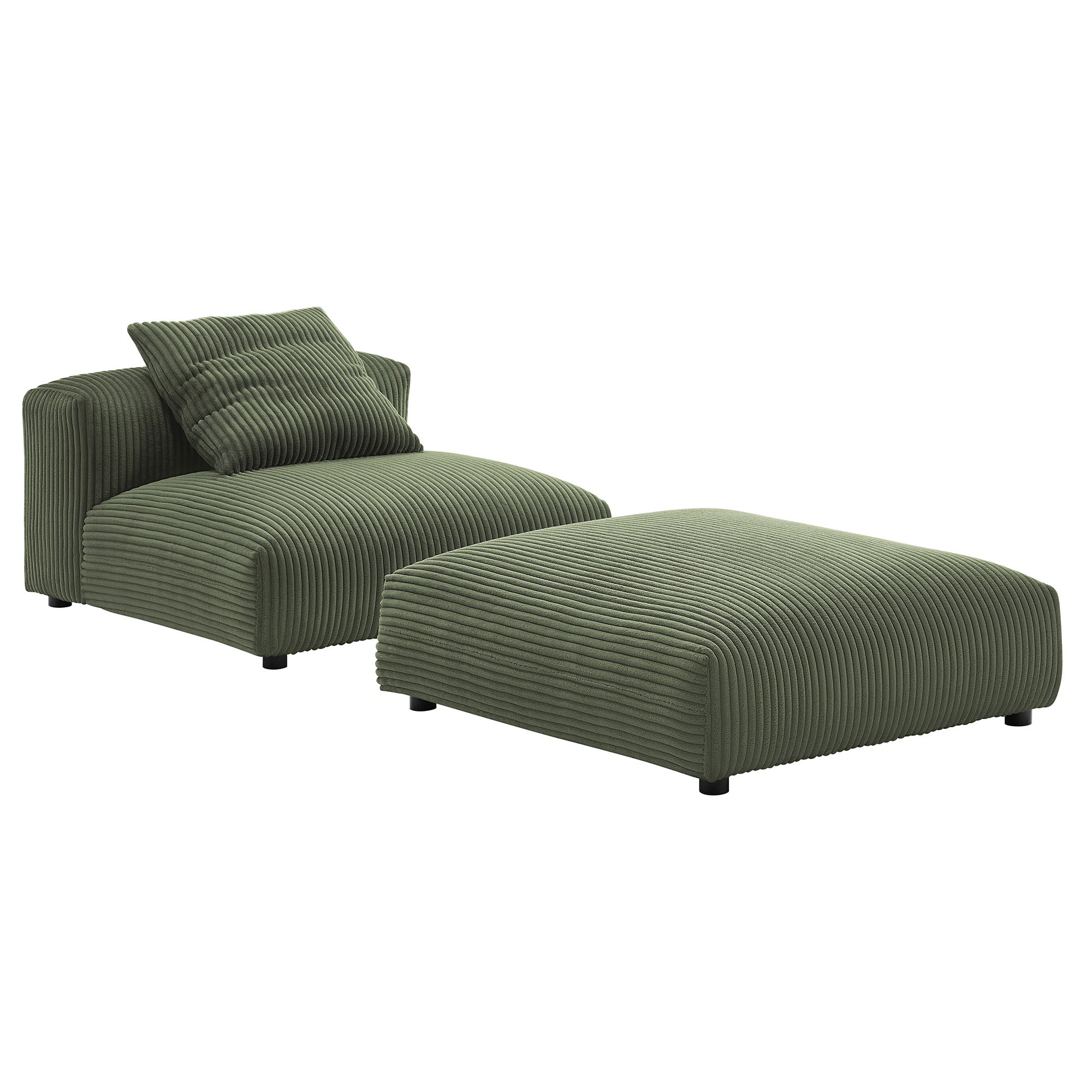 Modway Solace Modular Corduroy Upholstered Armless Chair and Ottoman Set