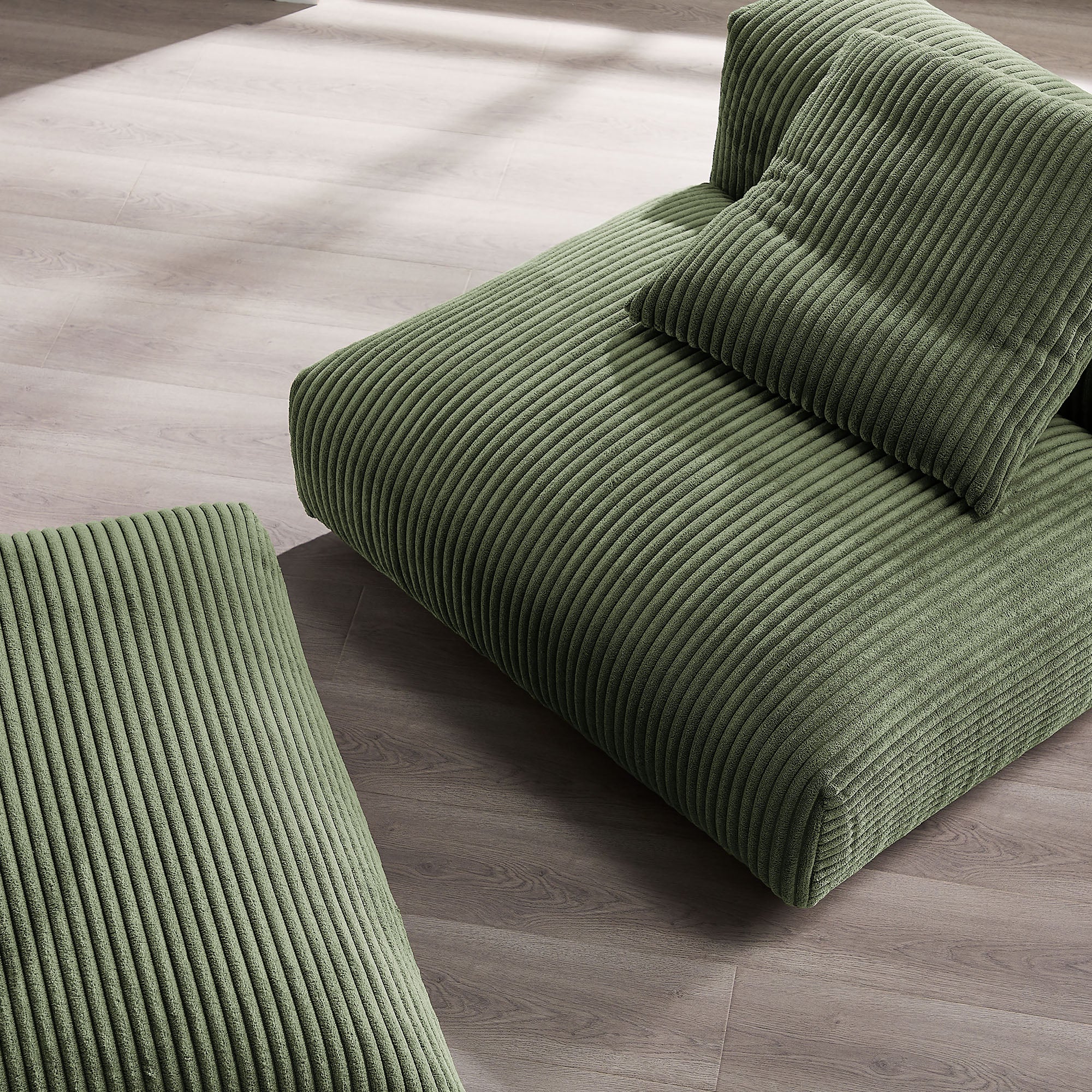 Modway Solace Modular Corduroy Upholstered Armless Chair and Ottoman Set