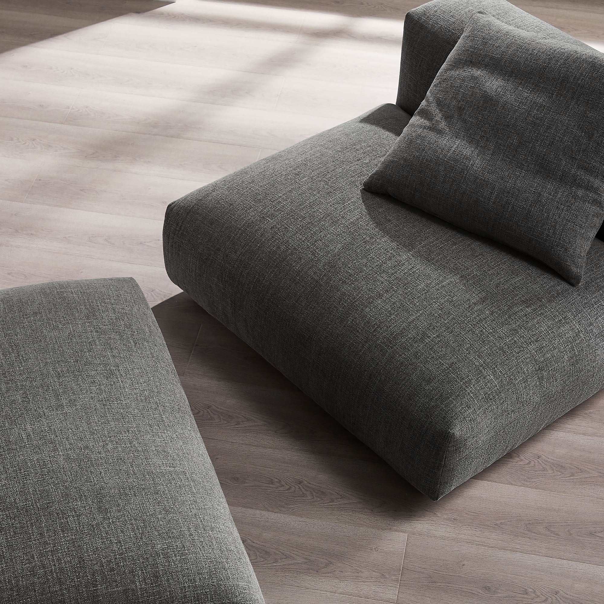 Modway Solace Modular Upholstered Fabric Armless Chair and Ottoman Set