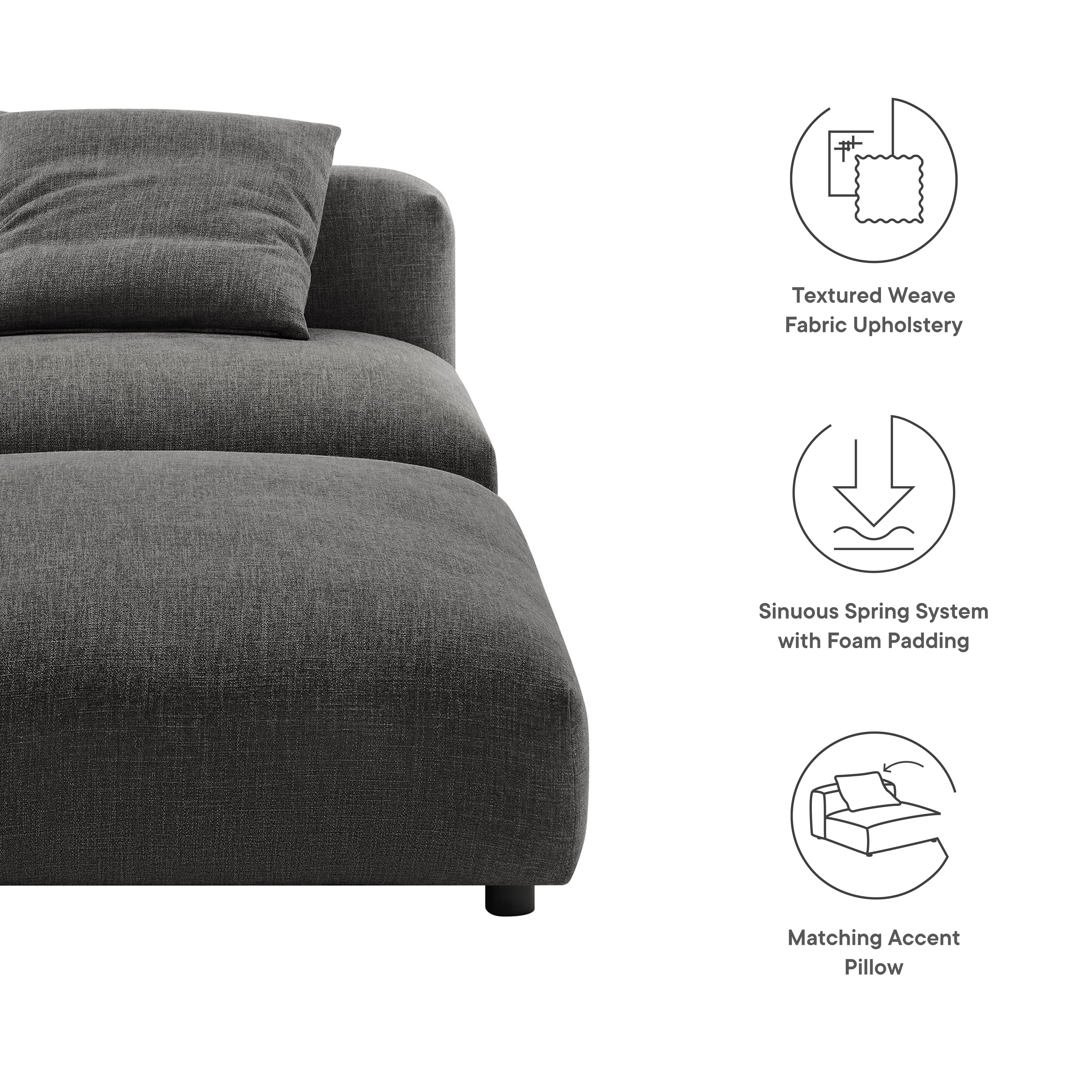 Modway Solace Modular Upholstered Fabric Armless Chair and Ottoman Set