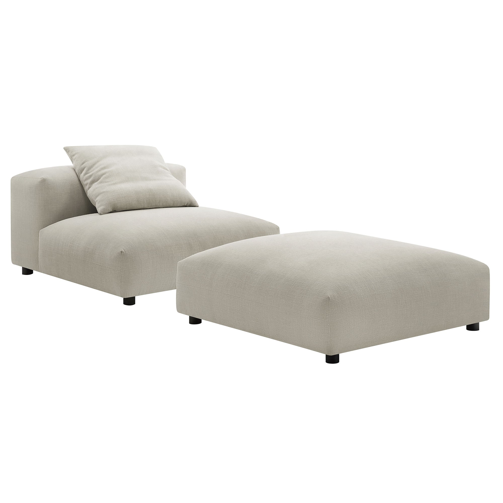 Modway Solace Modular Upholstered Fabric Armless Chair and Ottoman Set