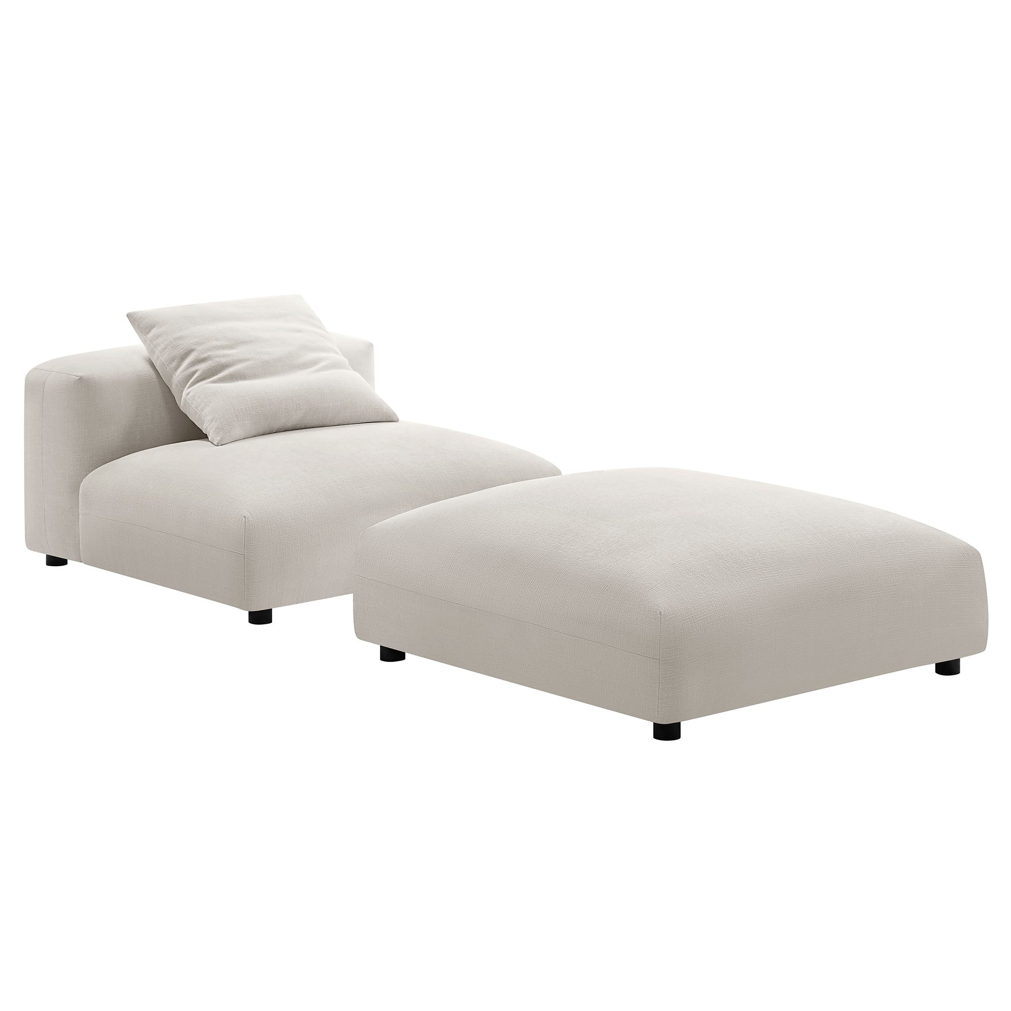 Modway Solace Modular Upholstered Fabric Armless Chair and Ottoman Set
