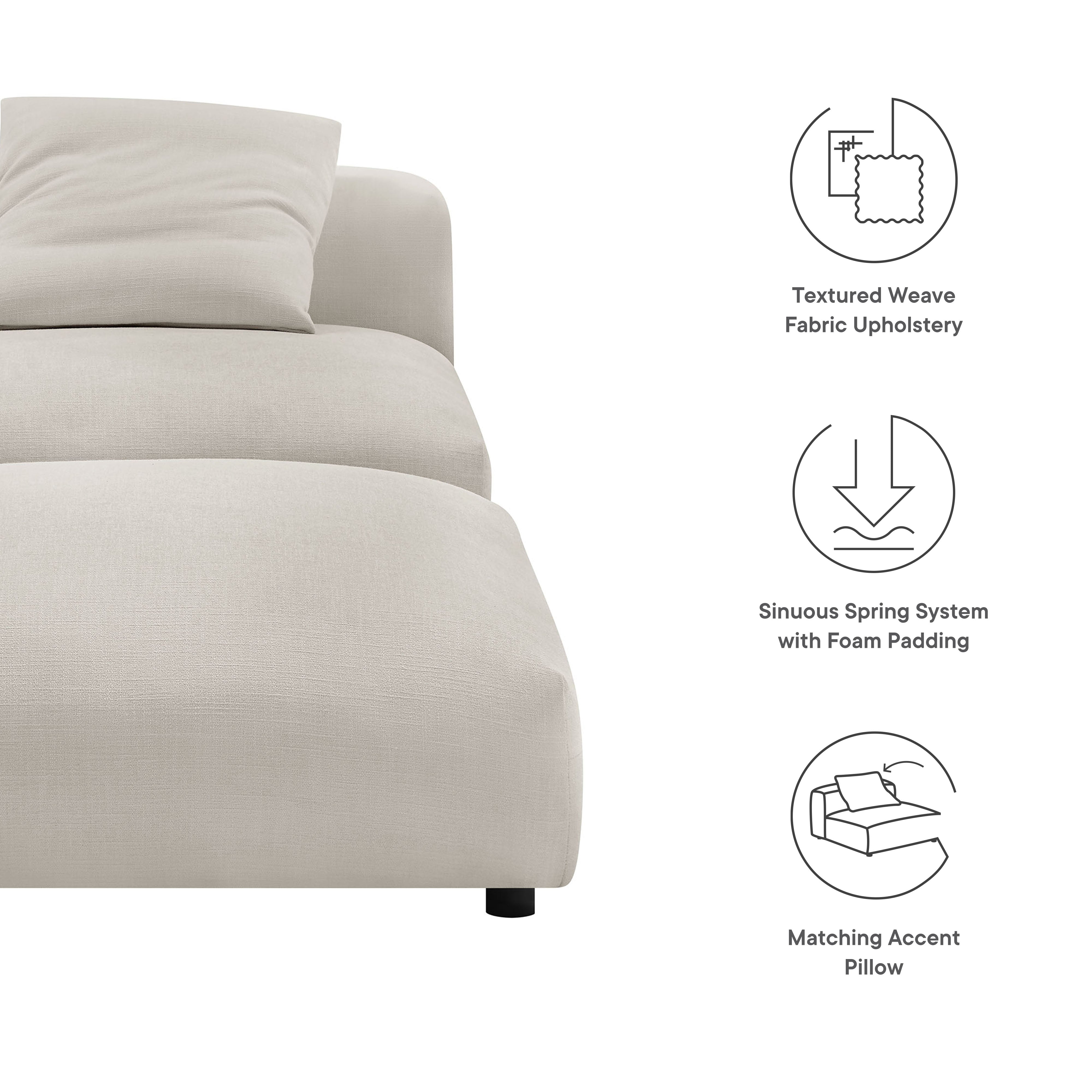 Modway Solace Modular Upholstered Fabric Armless Chair and Ottoman Set