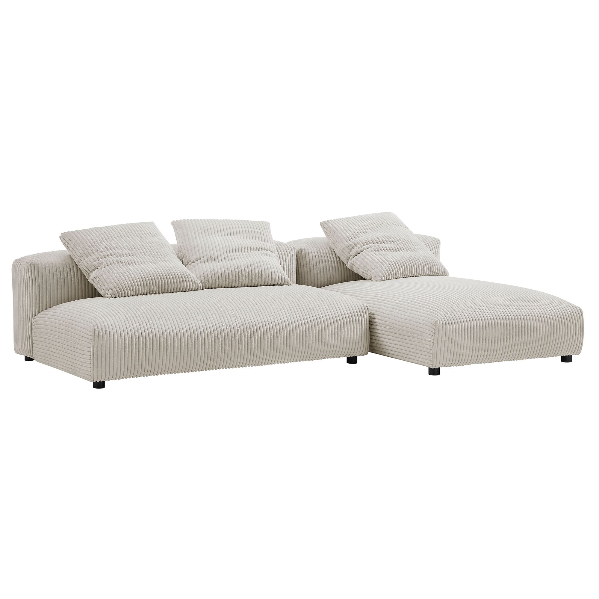 Modway Solace 2-Piece Modular Corduroy Upholstered Sectional Sofa With Chaise