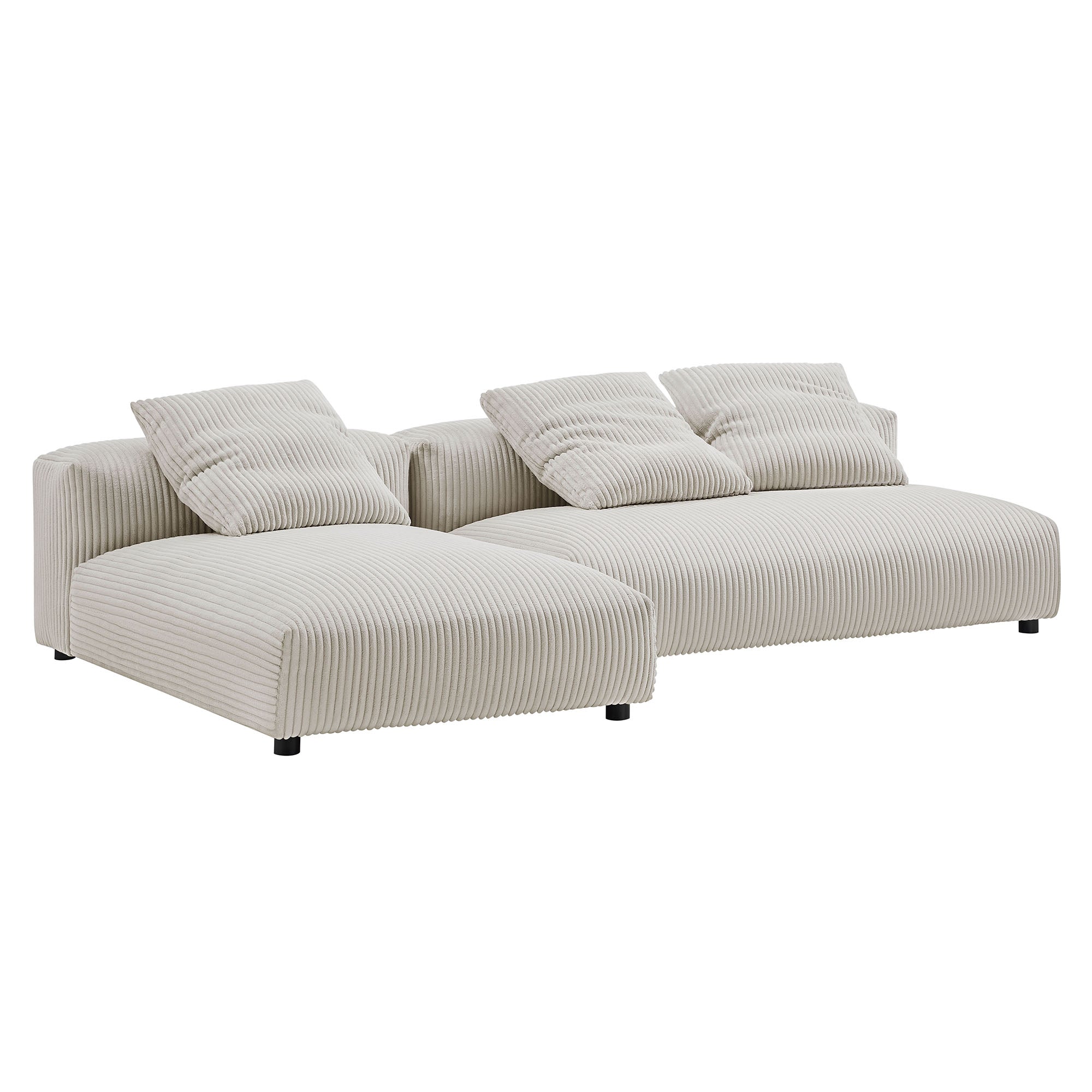 Modway Solace 2-Piece Modular Corduroy Upholstered Sectional Sofa With Chaise