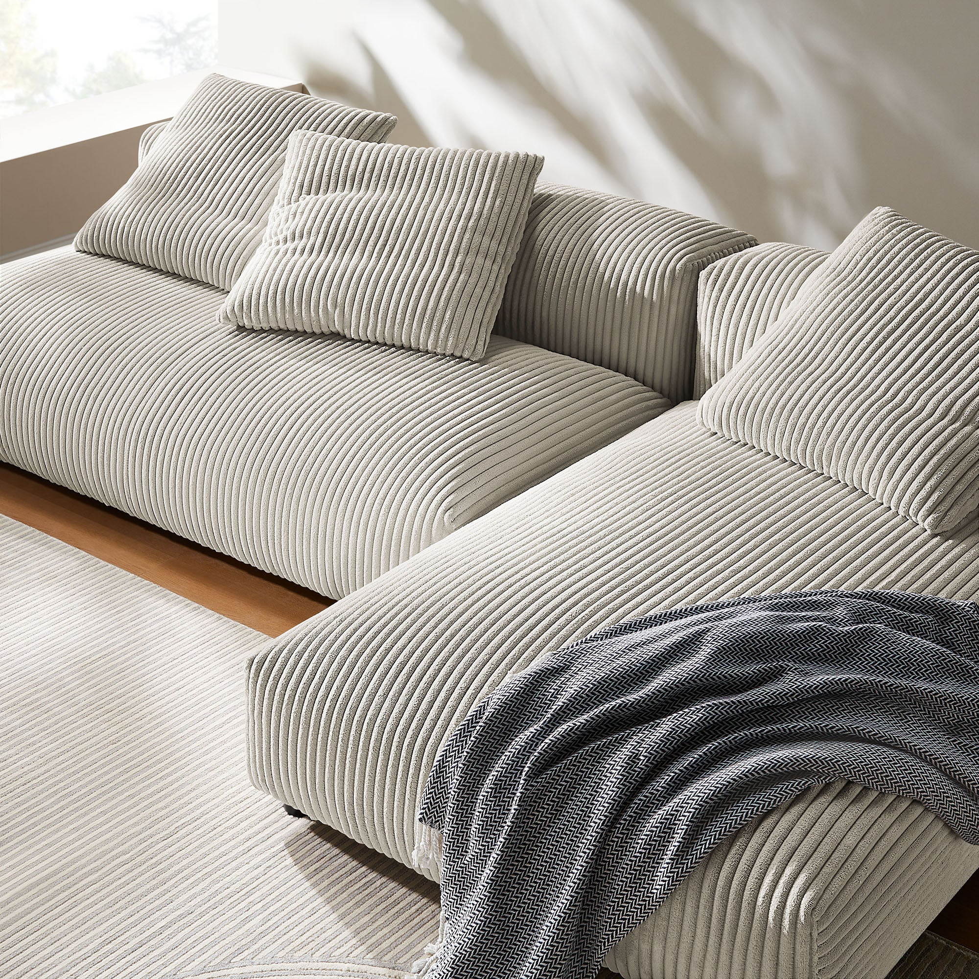 Modway Solace 2-Piece Modular Corduroy Upholstered Sectional Sofa With Chaise