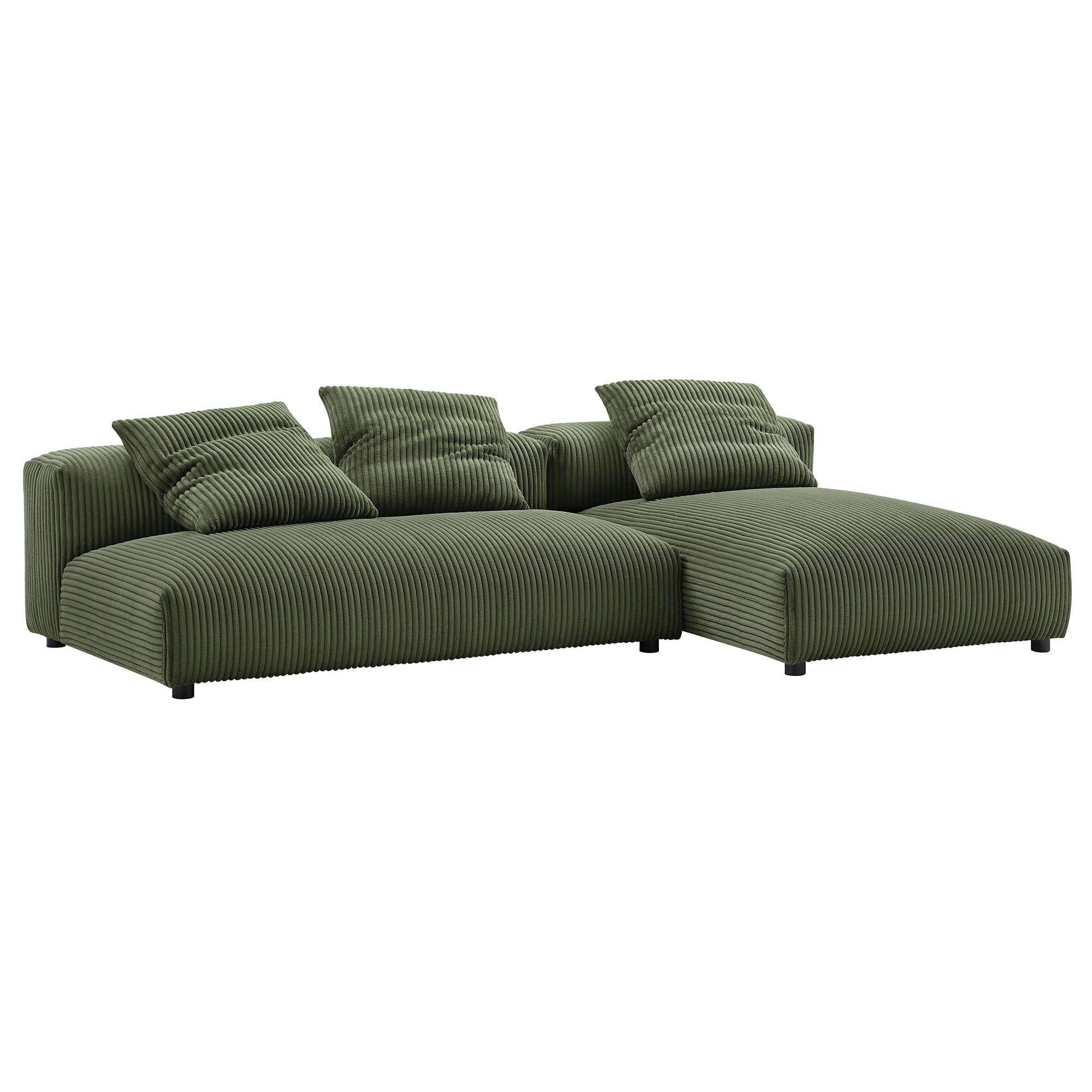 Modway Solace 2-Piece Modular Corduroy Upholstered Sectional Sofa With Chaise