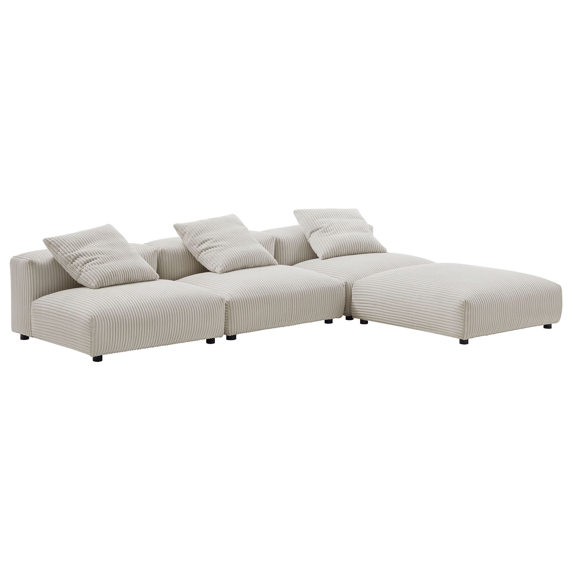 Modway Solace 4-Piece Modular Corduroy Upholstered Sectional Sofa