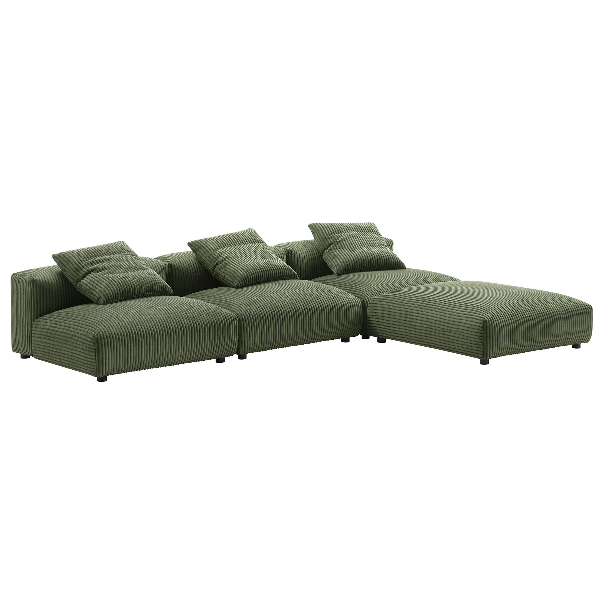 Modway Solace 4-Piece Modular Corduroy Upholstered Sectional Sofa