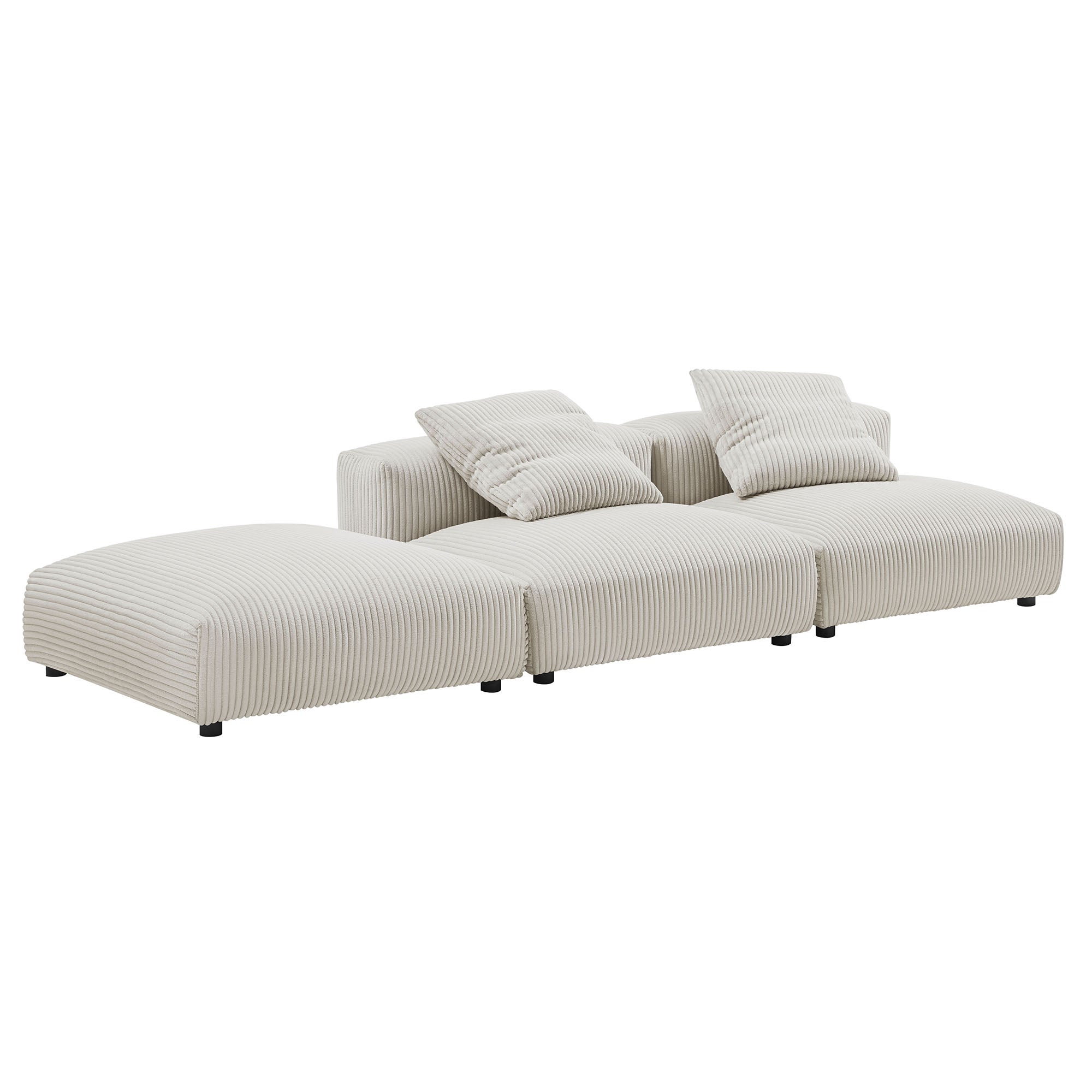 Modway Solace 3-Piece Modular Corduroy Upholstered Sectional Sofa