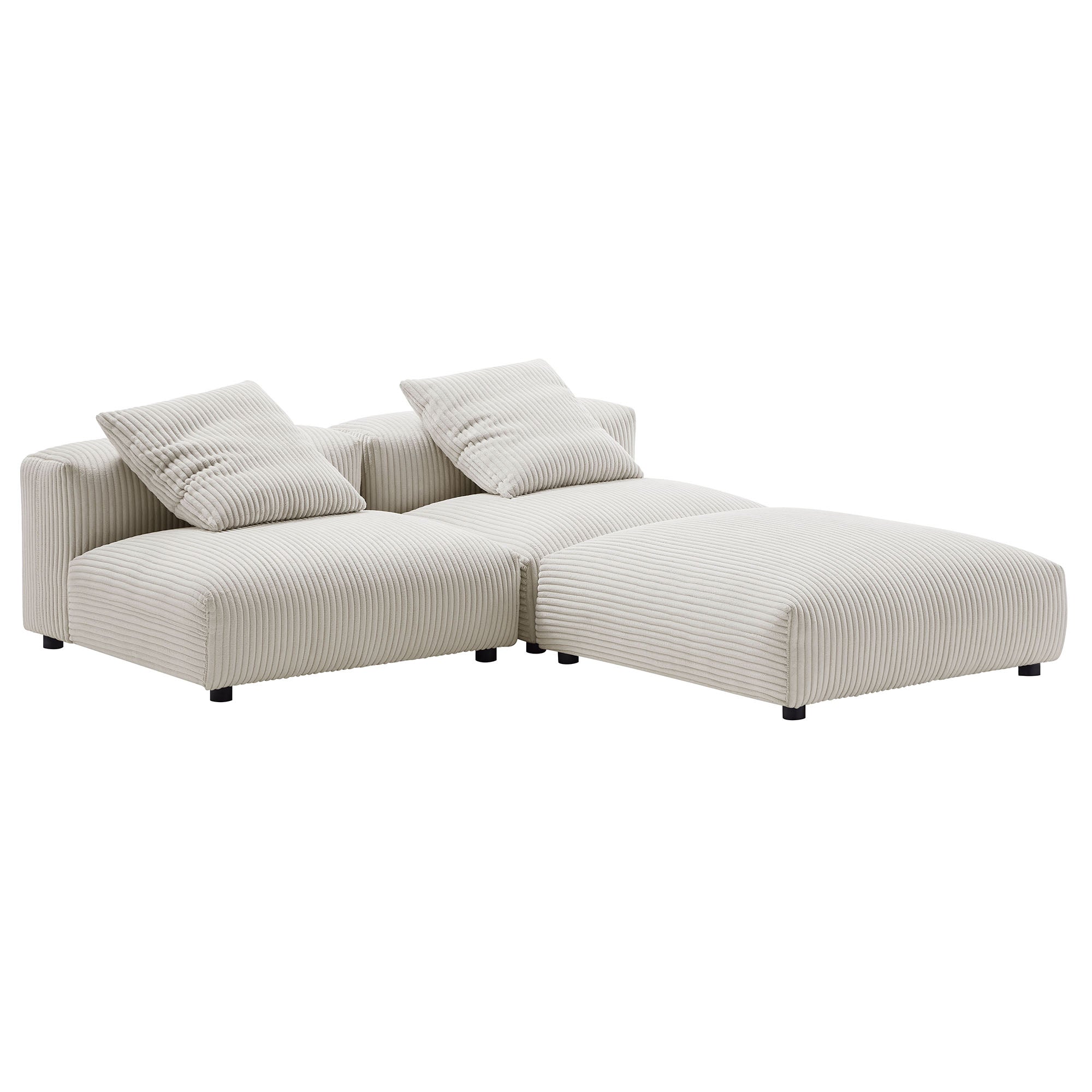 Modway Solace 3-Piece Modular Corduroy Upholstered Sectional Sofa