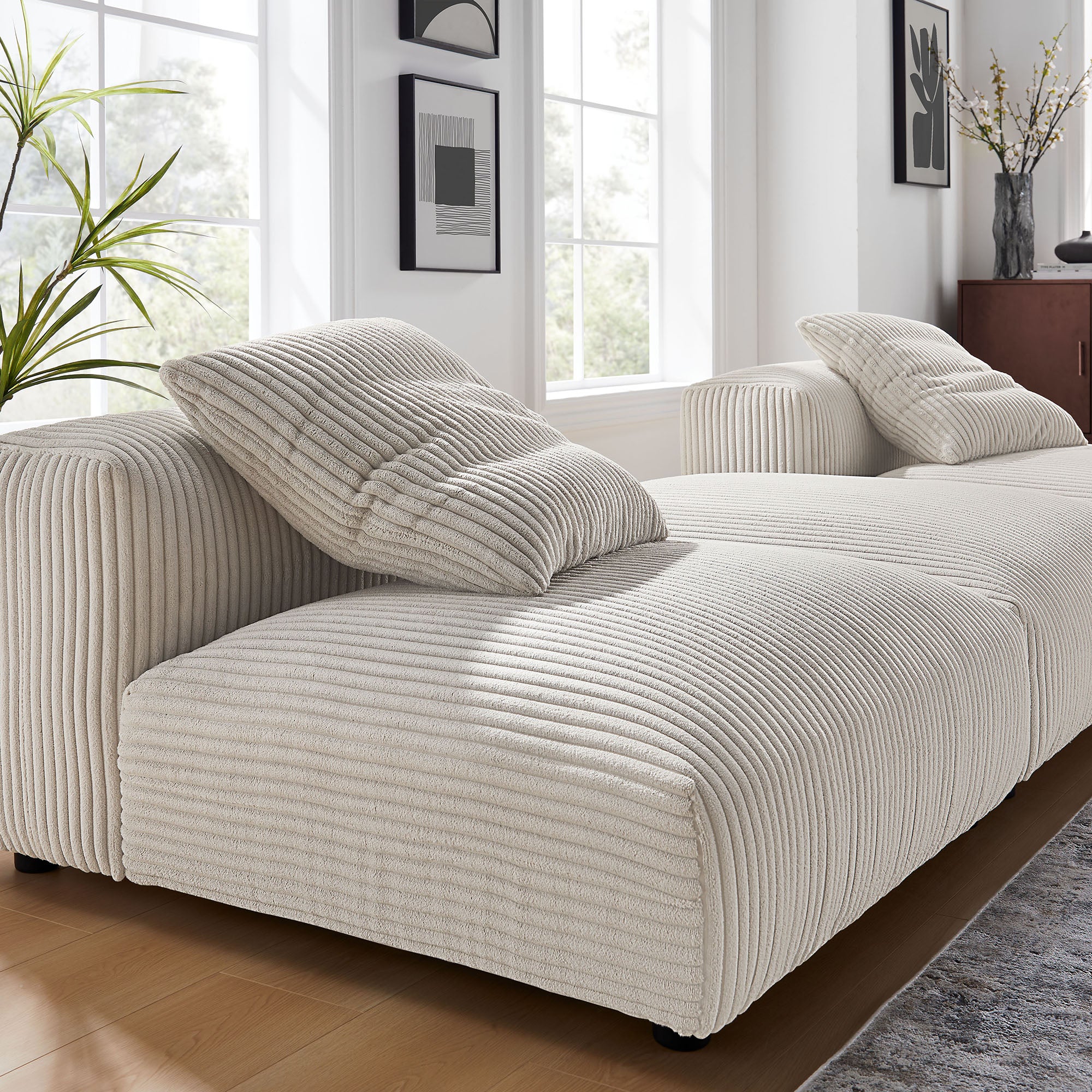 Modway Solace 3-Piece Modular Corduroy Upholstered Sectional Sofa