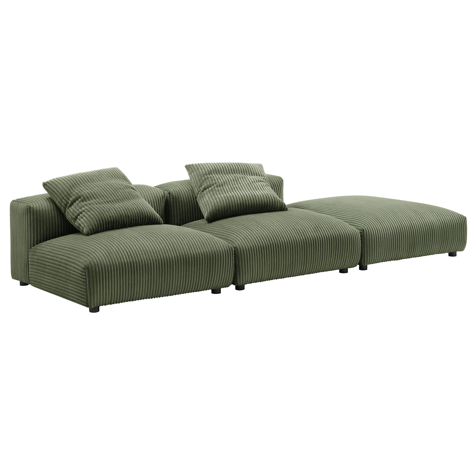 Modway Solace 3-Piece Modular Corduroy Upholstered Sectional Sofa