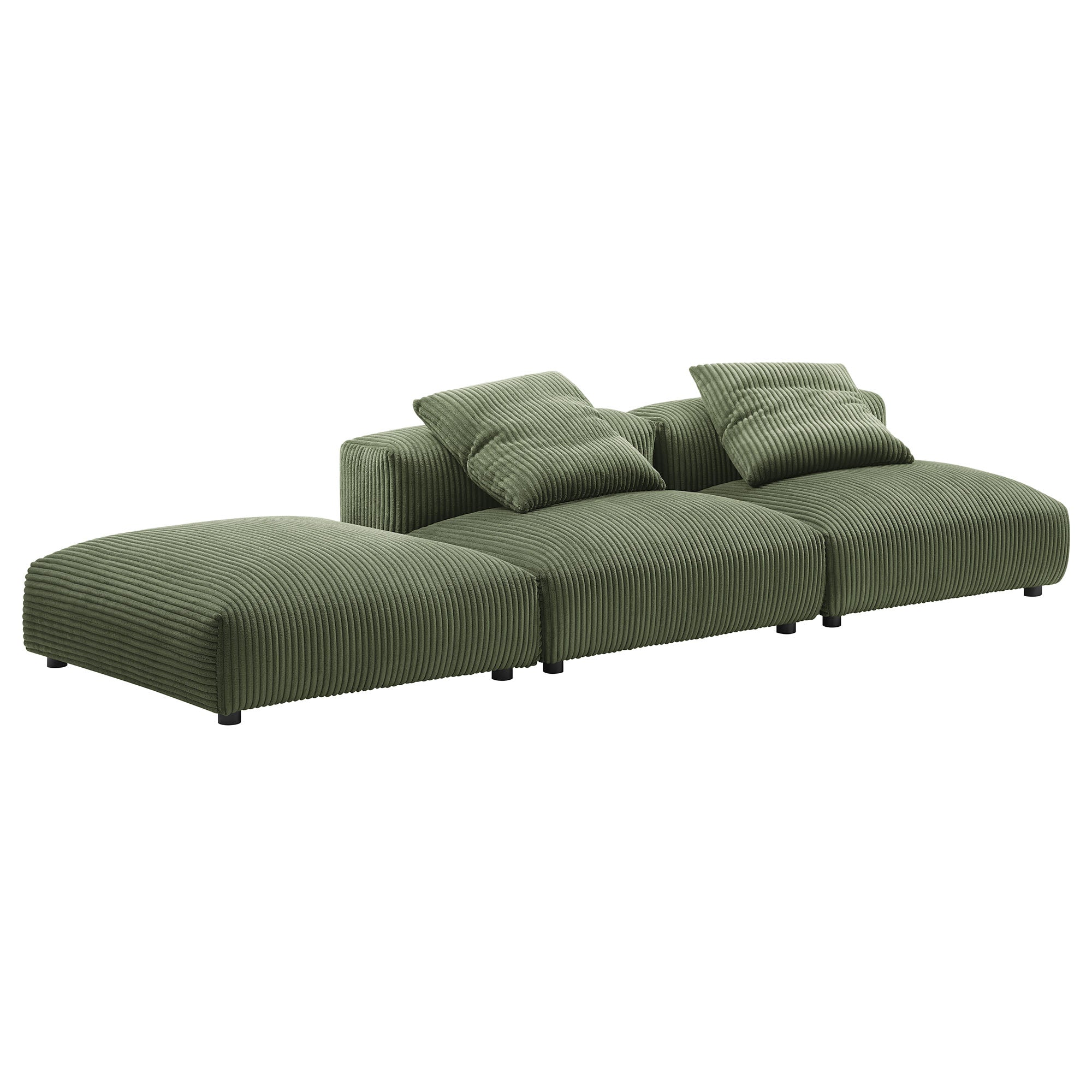 Modway Solace 3-Piece Modular Corduroy Upholstered Sectional Sofa