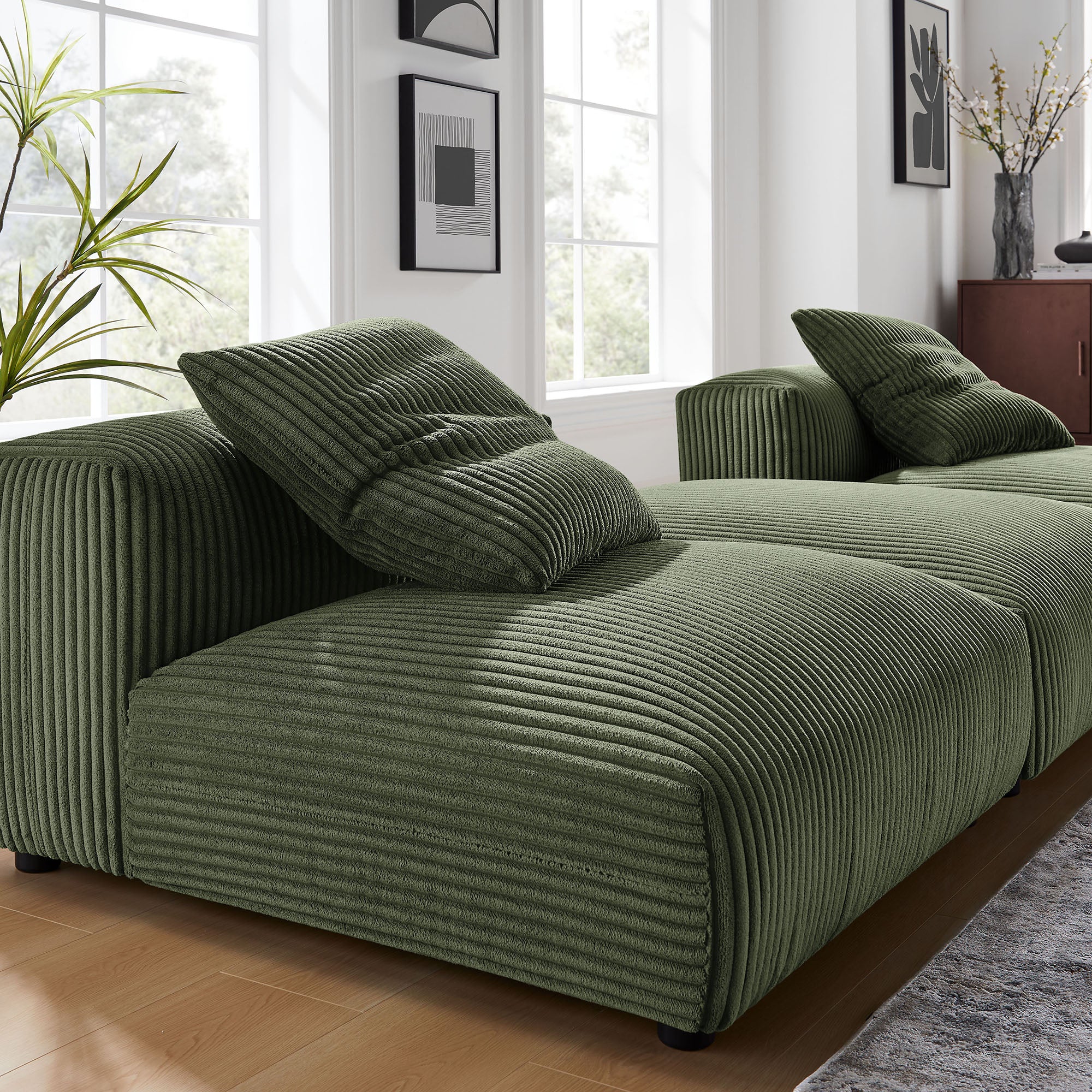 Modway Solace 3-Piece Modular Corduroy Upholstered Sectional Sofa
