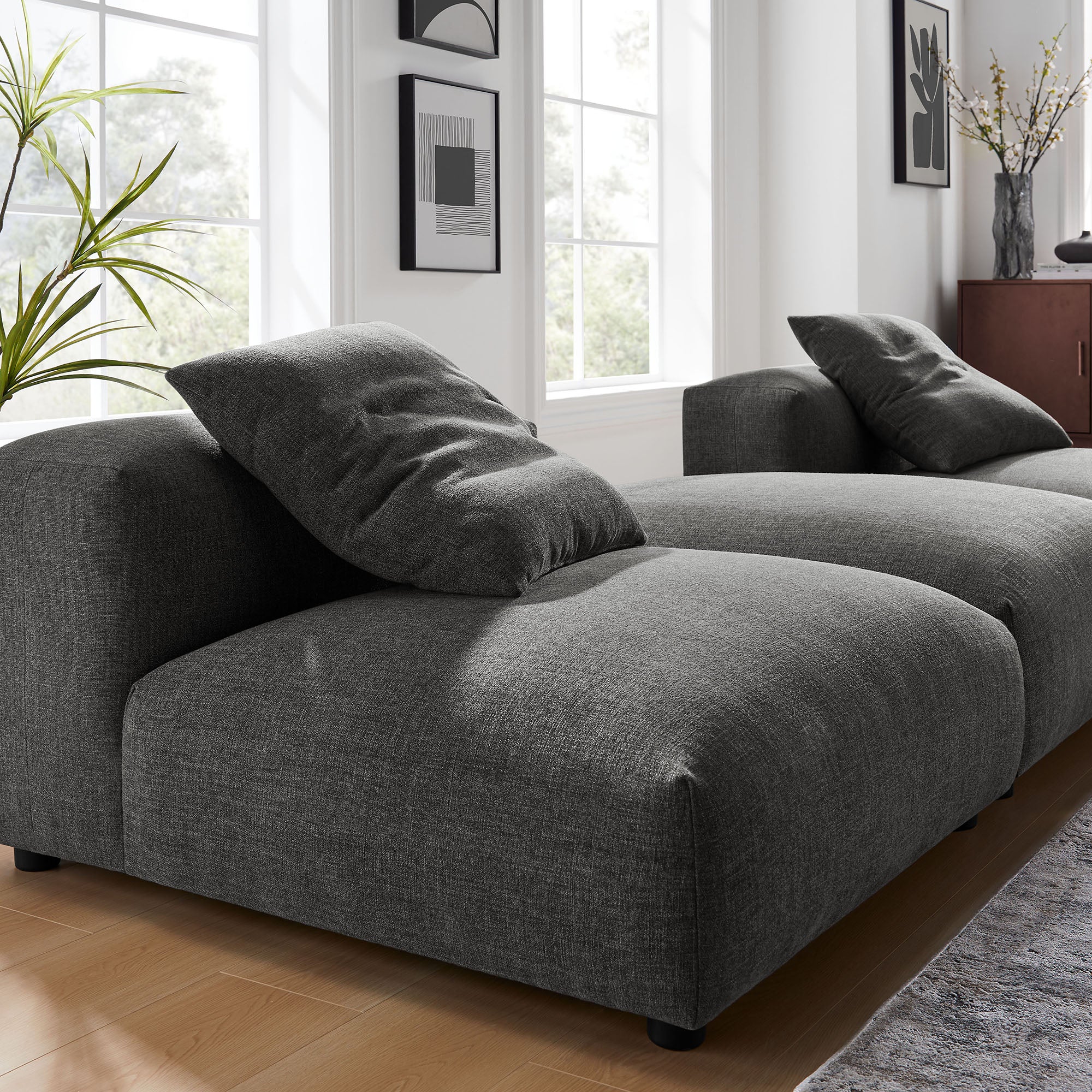 Modway Solace 3-Piece Modular Upholstered Fabric Sectional Sofa