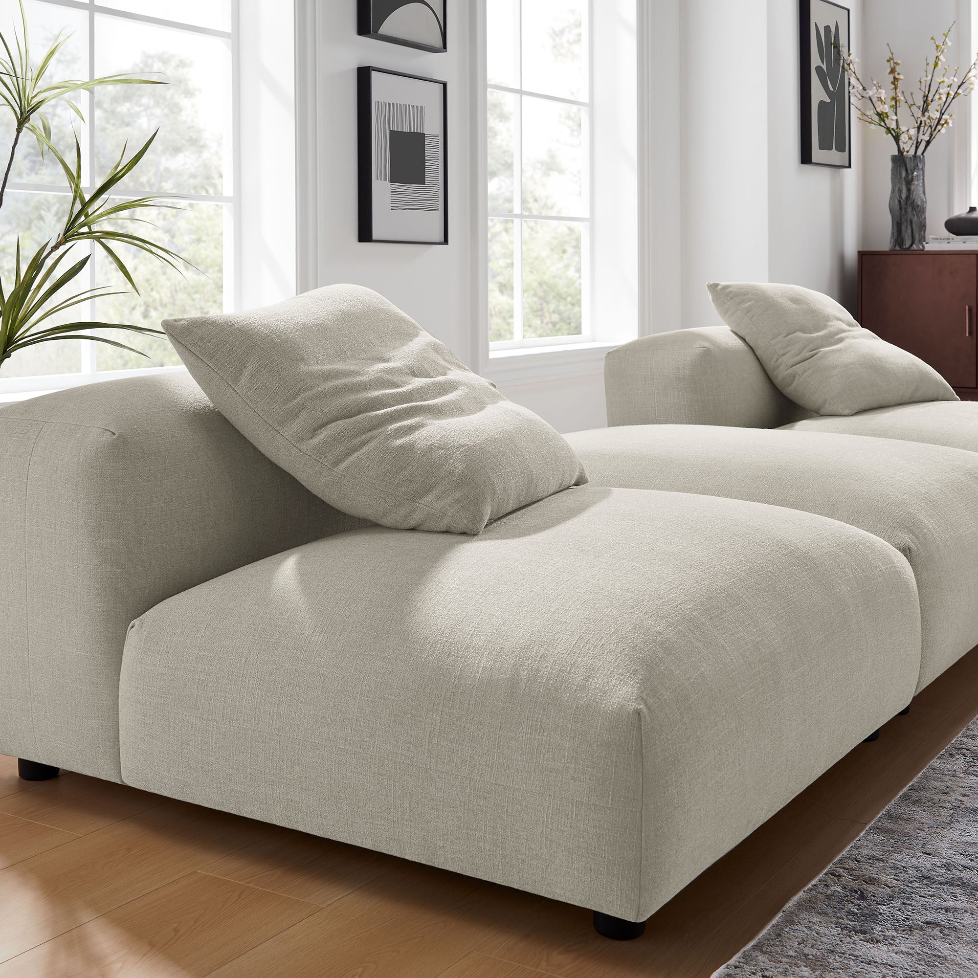 Modway Solace 3-Piece Modular Upholstered Fabric Sectional Sofa