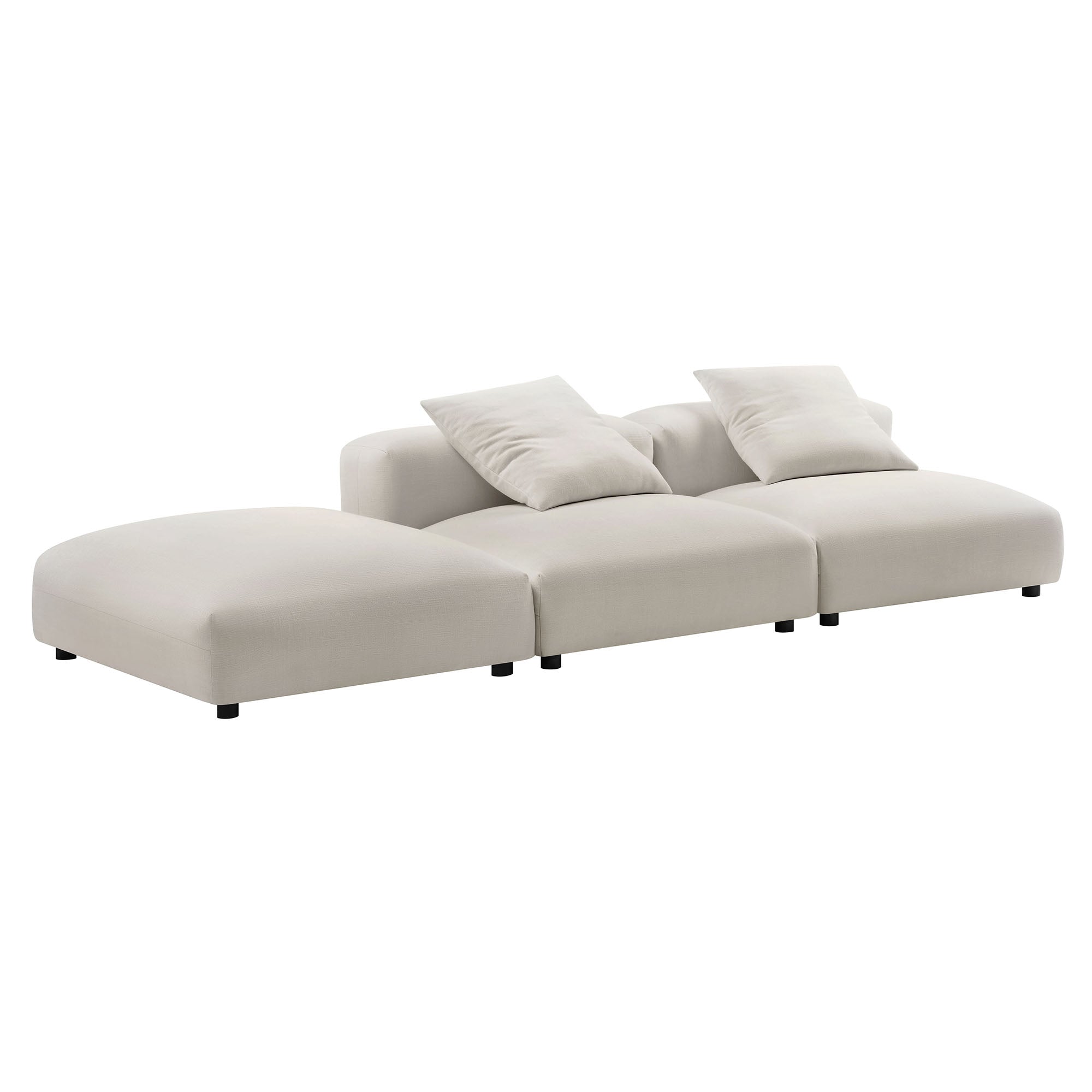 Modway Solace 3-Piece Modular Upholstered Fabric Sectional Sofa