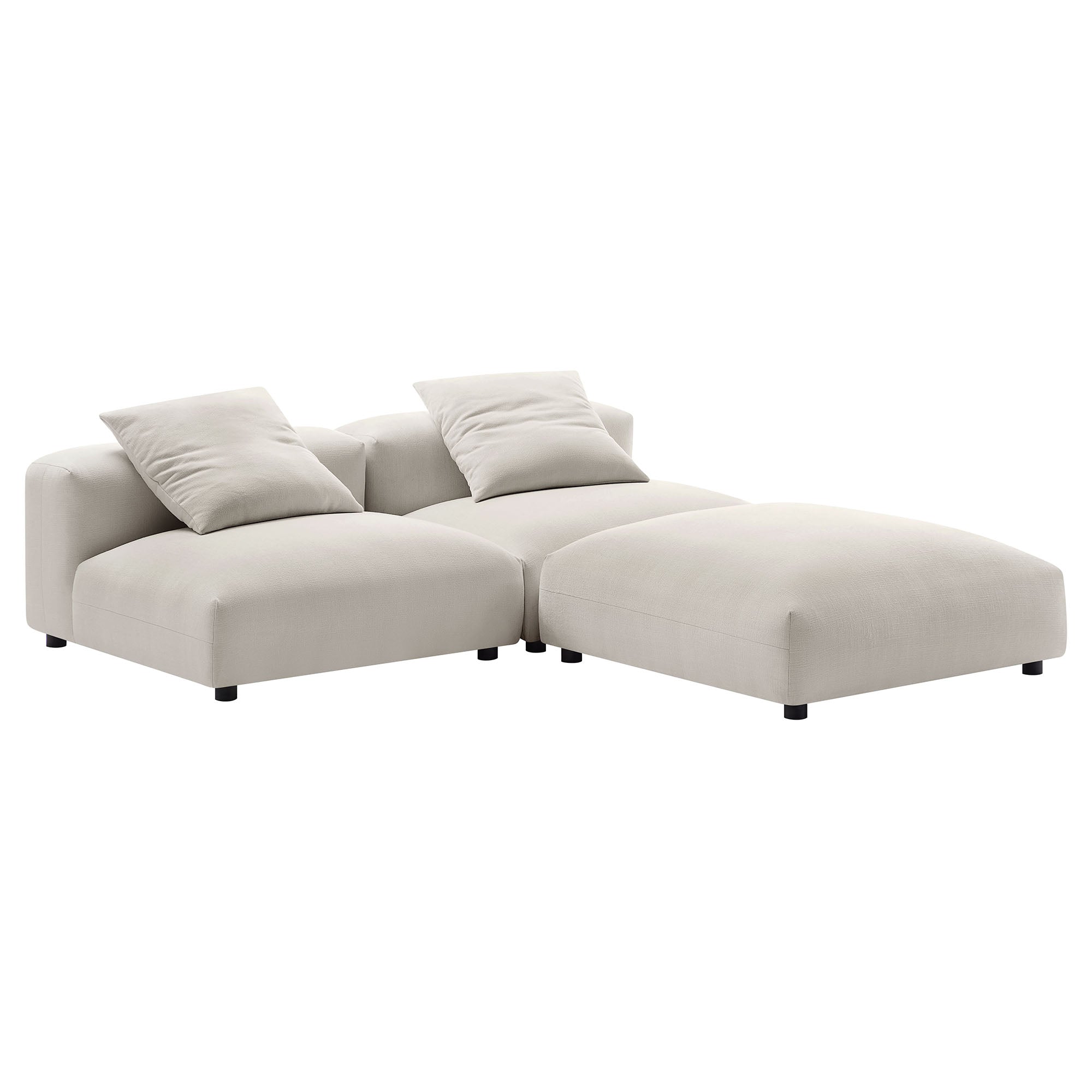 Modway Solace 3-Piece Modular Upholstered Fabric Sectional Sofa