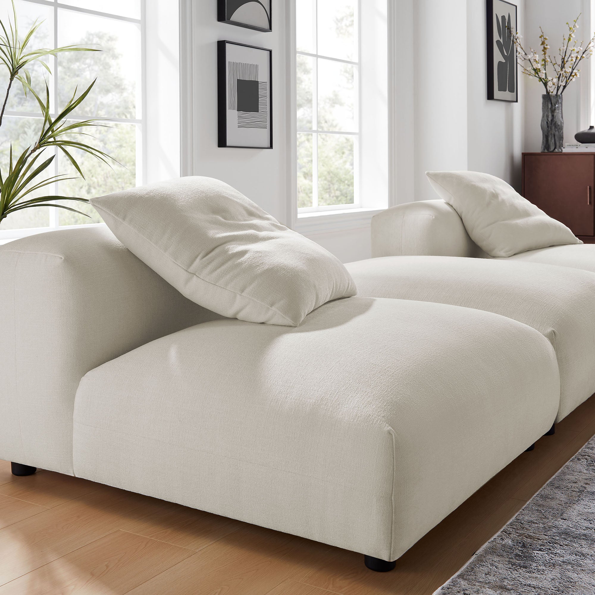 Modway Solace 3-Piece Modular Upholstered Fabric Sectional Sofa