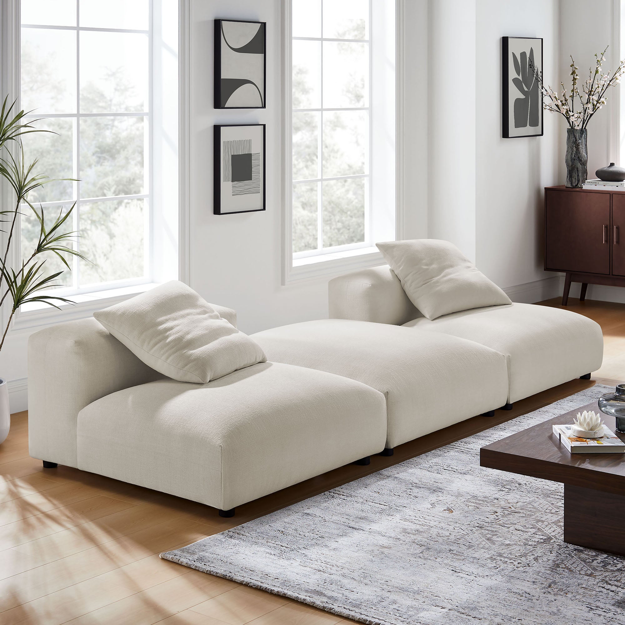 Modway Solace 3-Piece Modular Upholstered Fabric Sectional Sofa