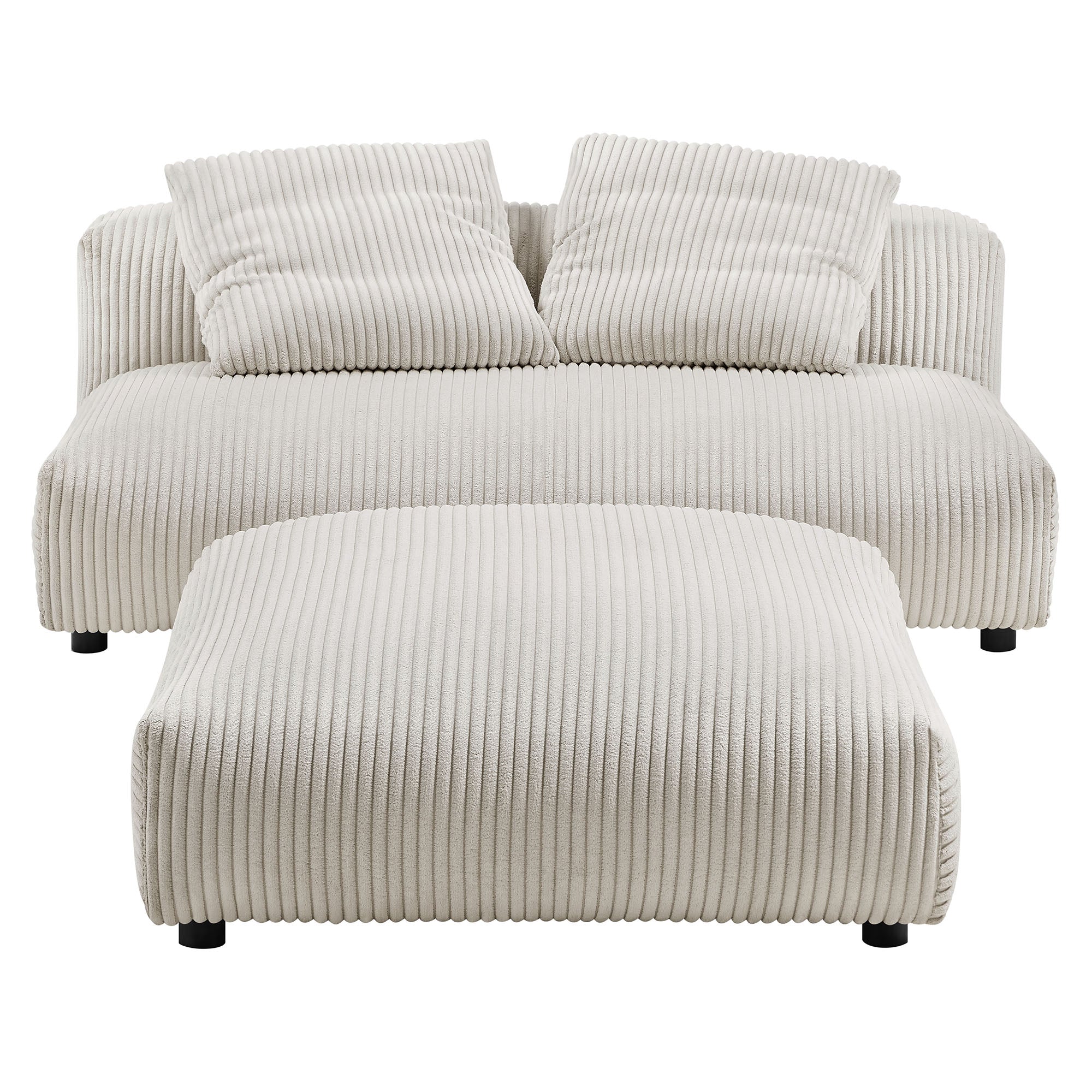 Modway Solace Modular Corduroy Upholstered Armless Loveseat and Ottoman Set
