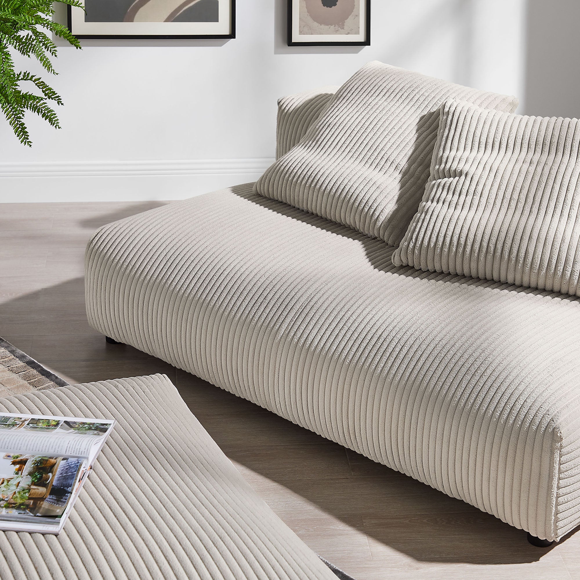 Modway Solace Modular Corduroy Upholstered Armless Loveseat and Ottoman Set