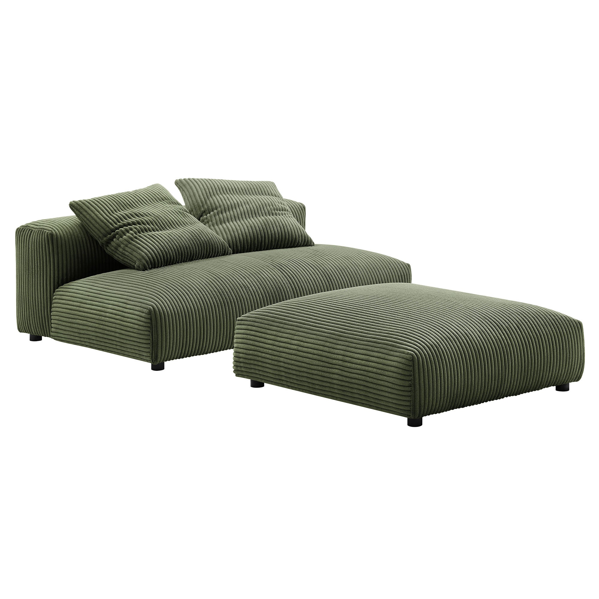 Modway Solace Modular Corduroy Upholstered Armless Loveseat and Ottoman Set